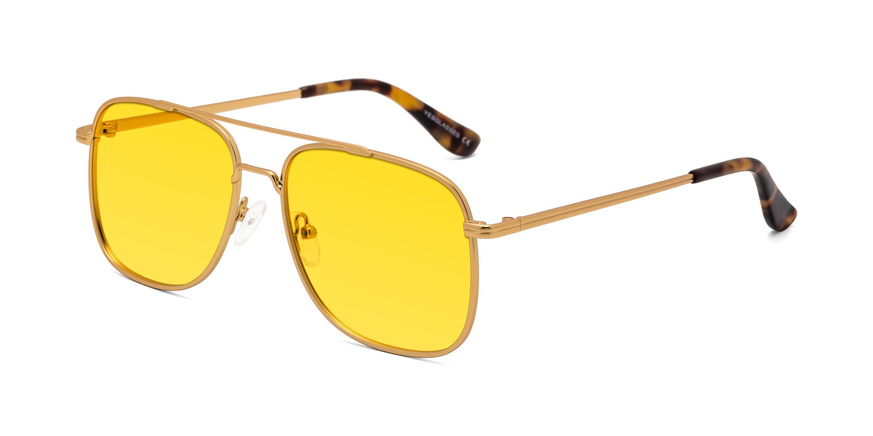 Angle of Merry in Matte Gold with Yellow Tinted Lenses