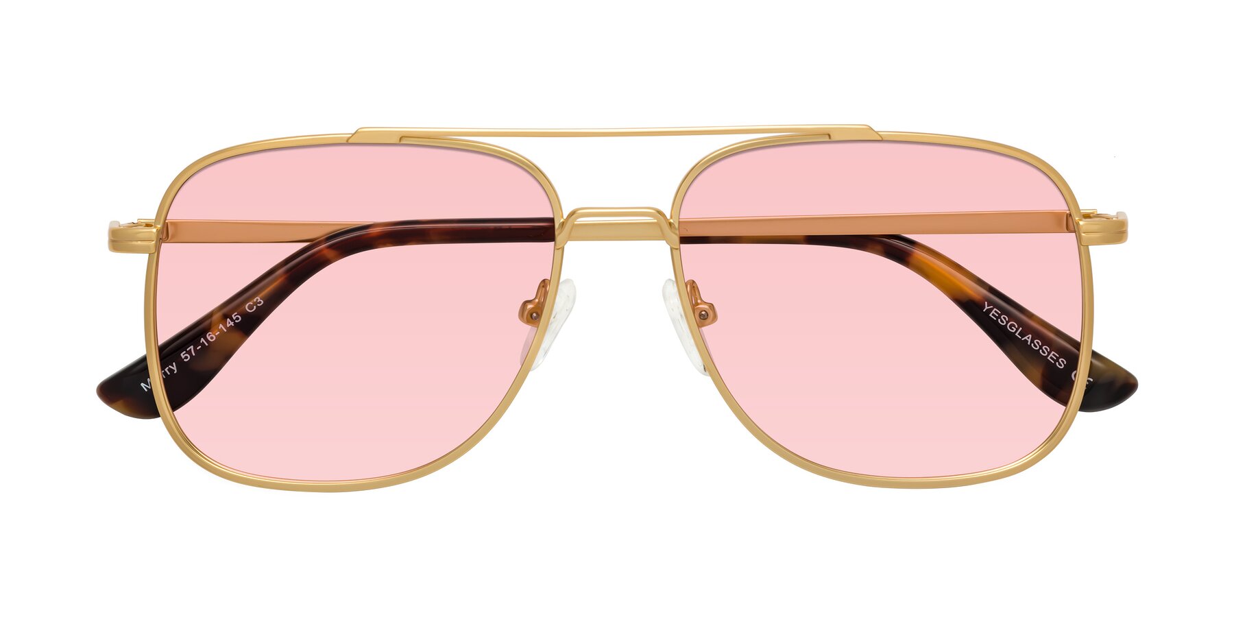 Folded Front of Merry in Matte Gold with Light Garnet Tinted Lenses