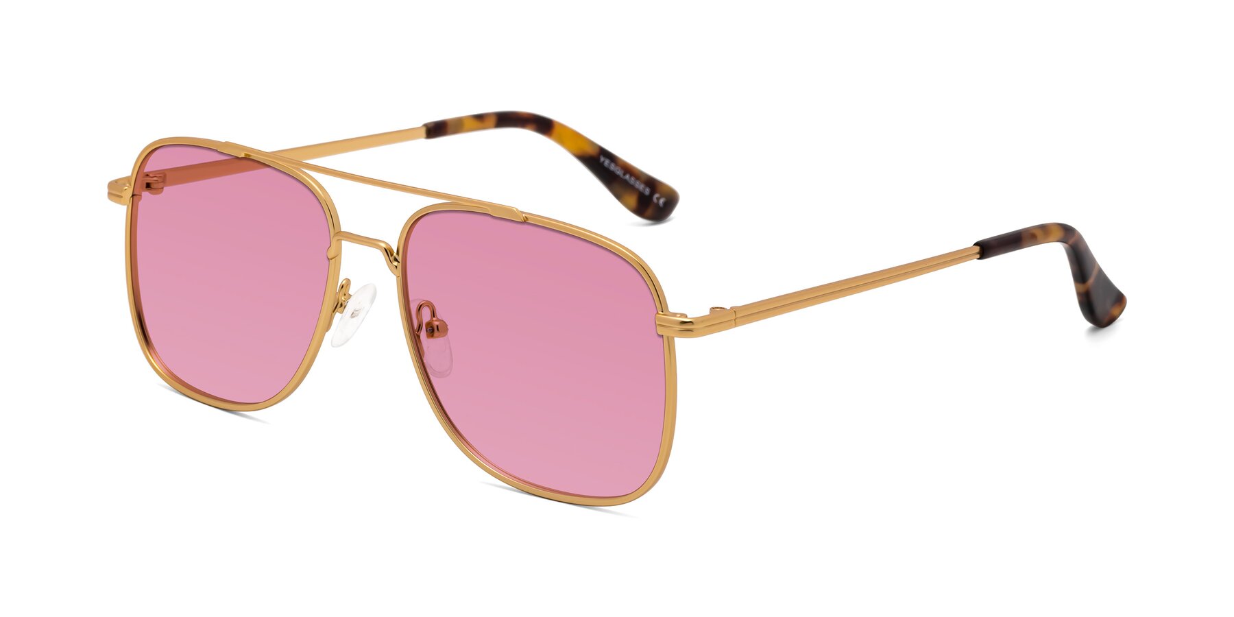 Angle of Merry in Matte Gold with Medium Wine Tinted Lenses