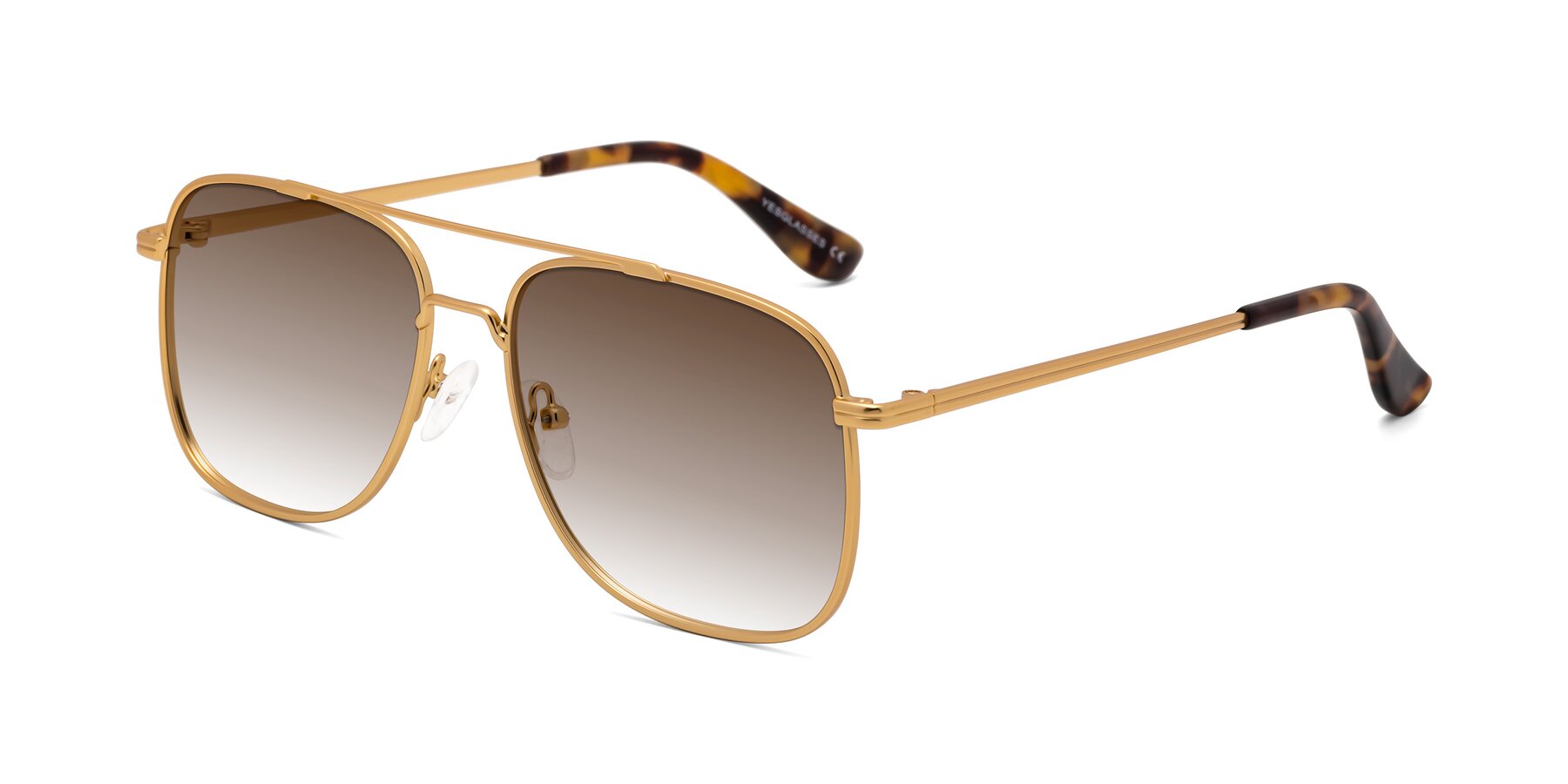 Angle of Merry in Matte Gold with Brown Gradient Lenses