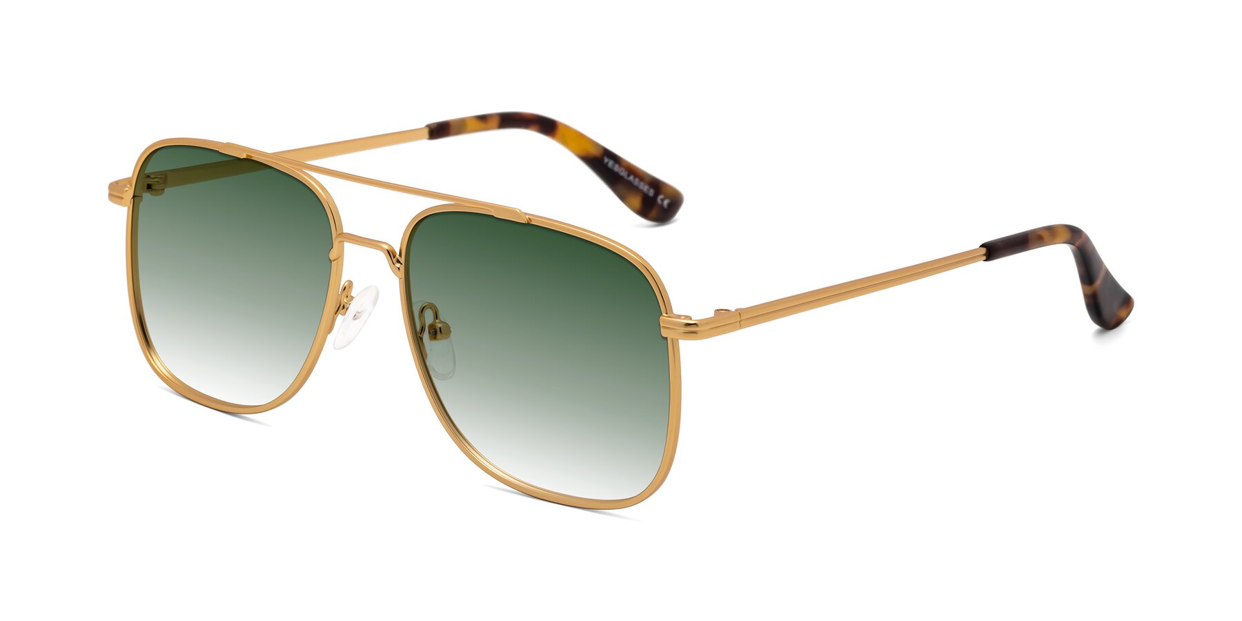 Angle of Merry in Matte Gold with Green Gradient Lenses