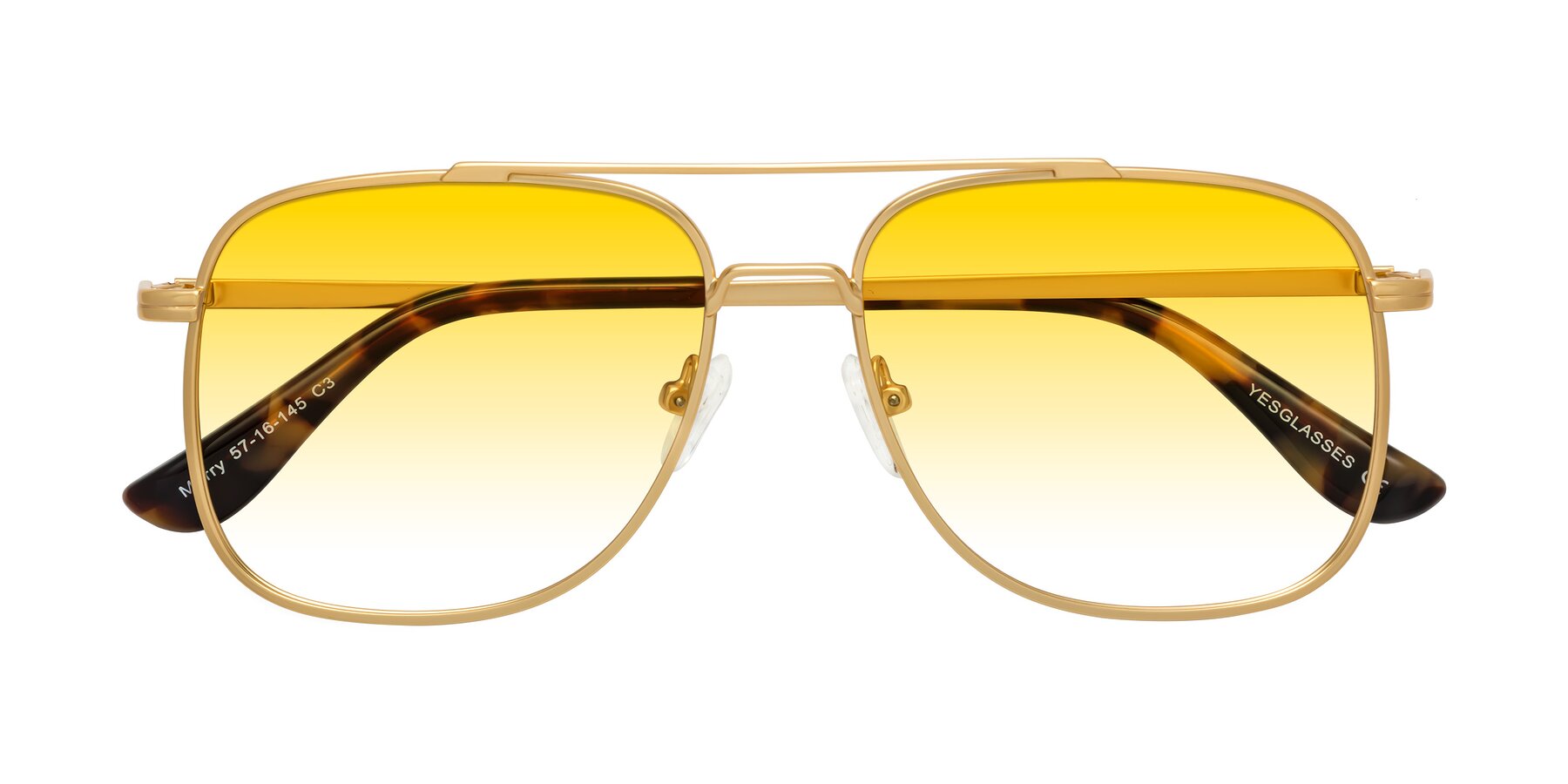 Folded Front of Merry in Matte Gold with Yellow Gradient Lenses