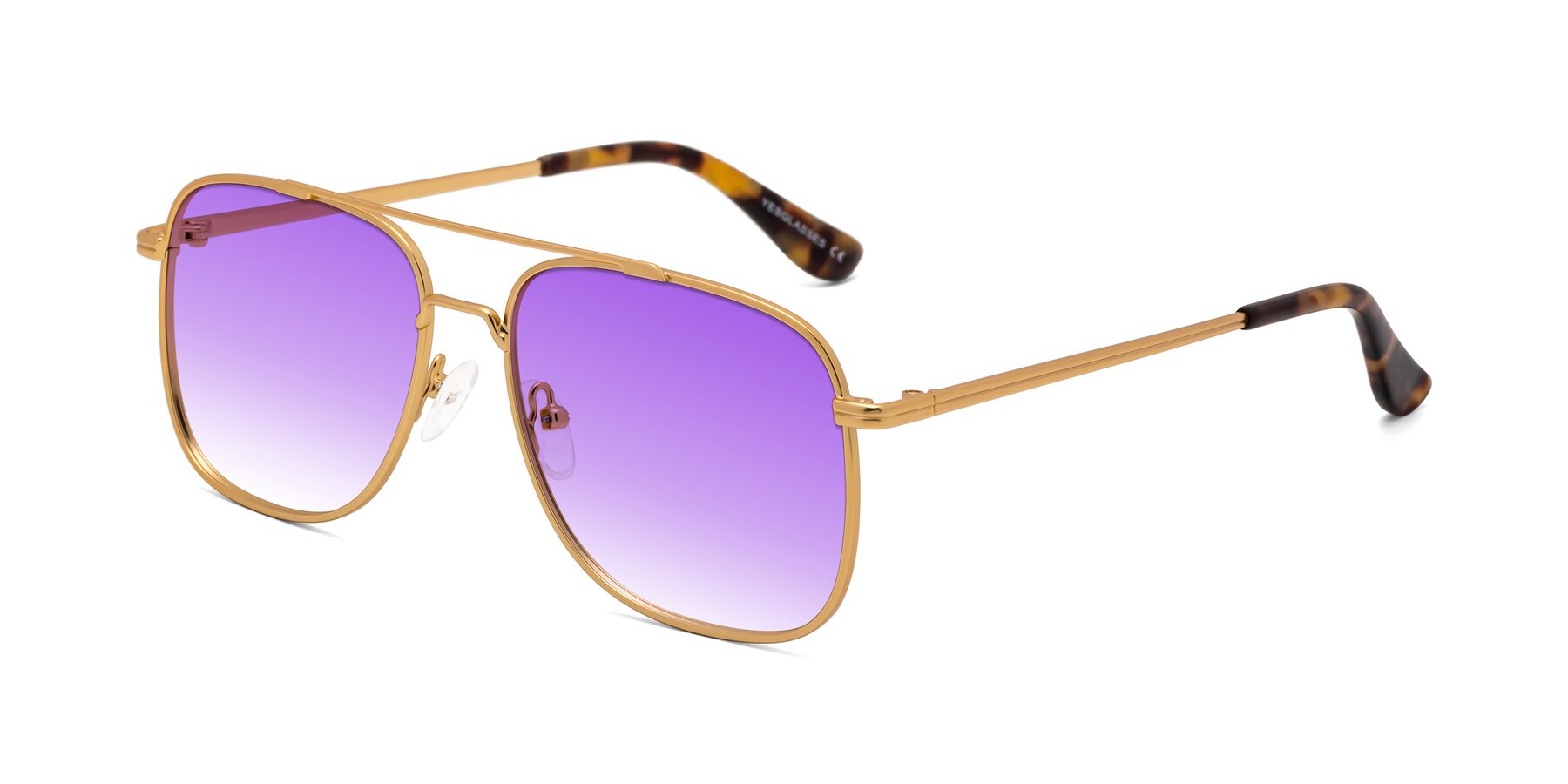 Angle of Merry in Matte Gold with Purple Gradient Lenses