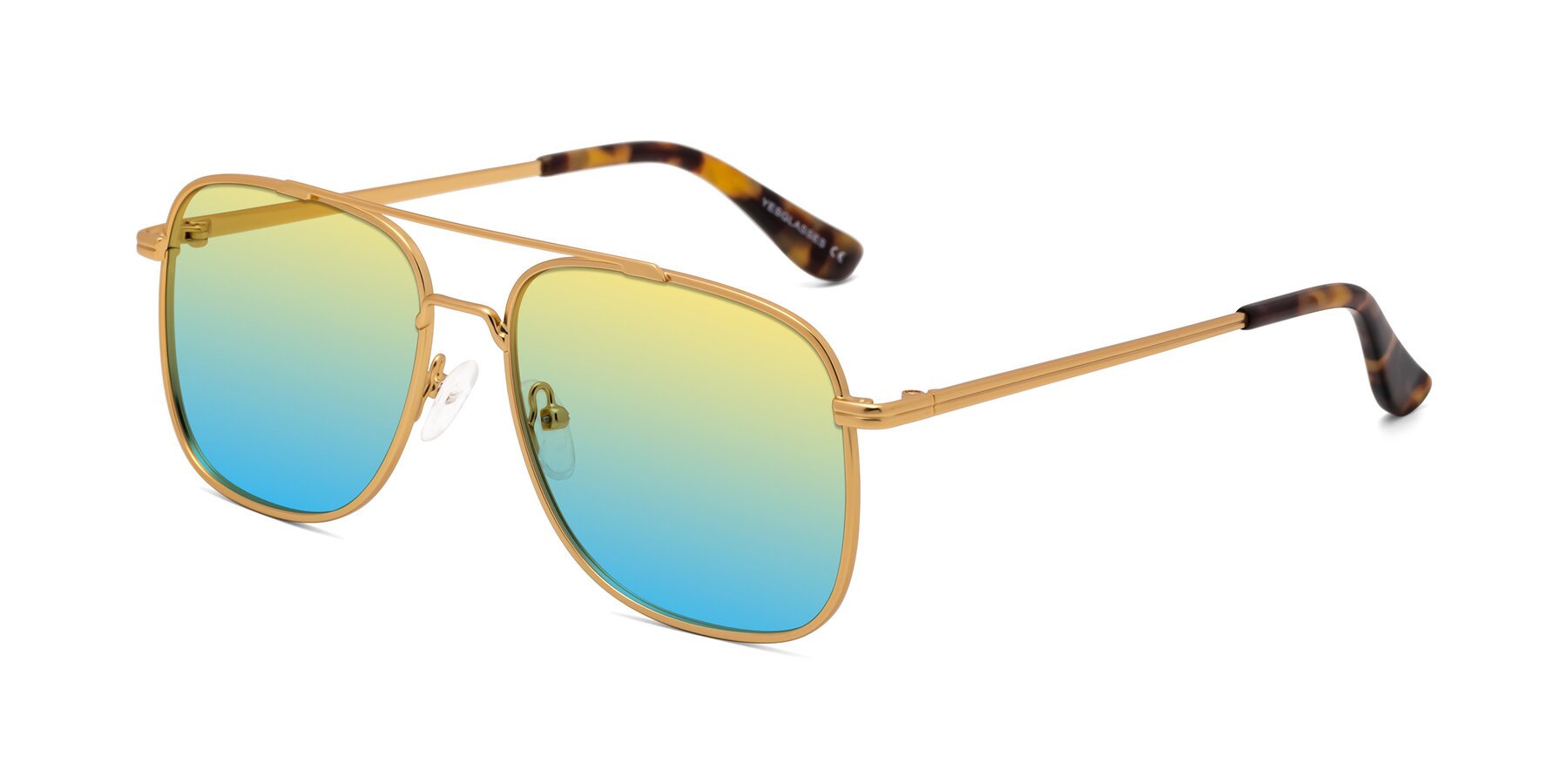 Angle of Merry in Matte Gold with Yellow / Blue Gradient Lenses