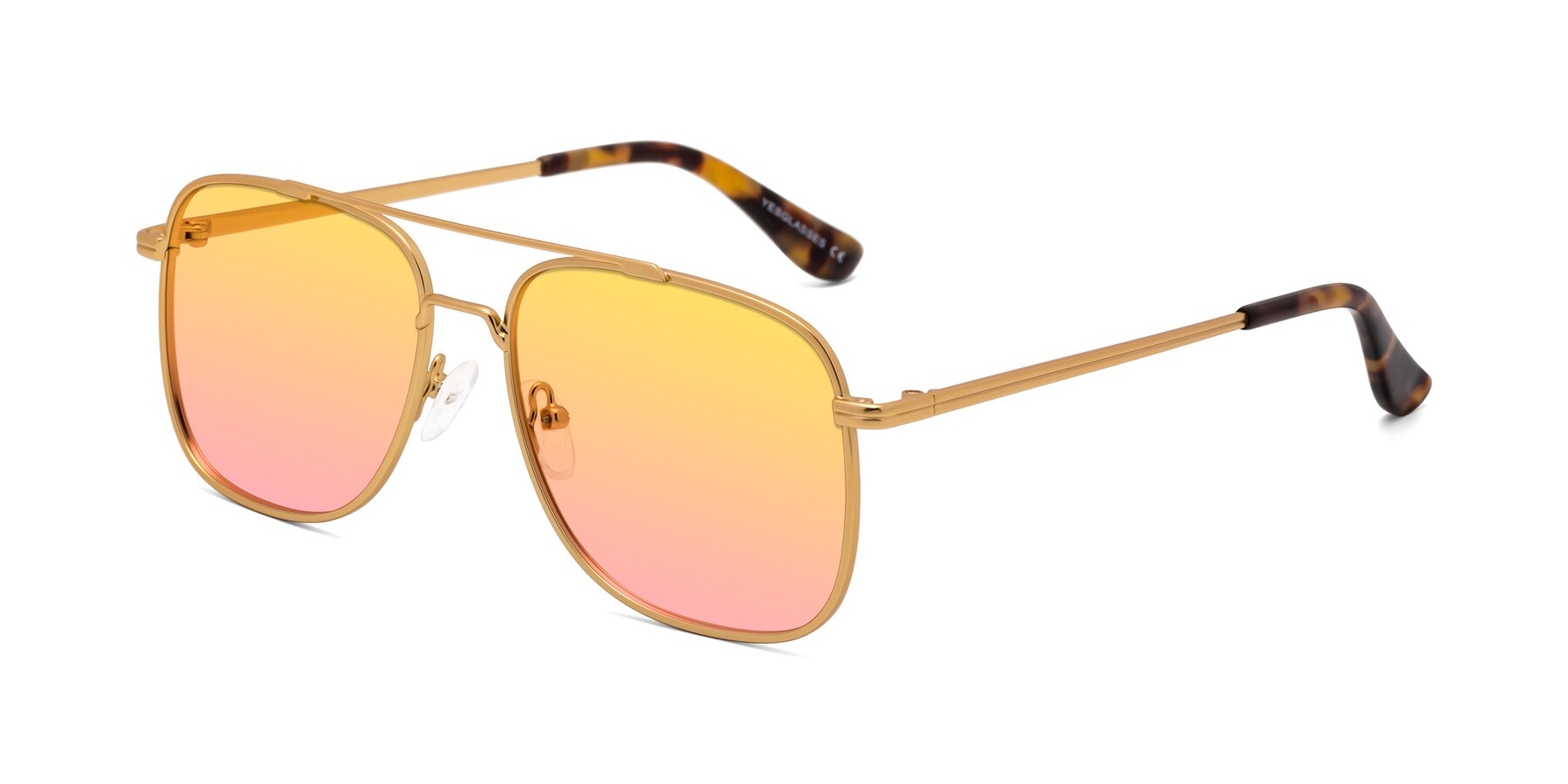 Angle of Merry in Matte Gold with Yellow / Pink Gradient Lenses