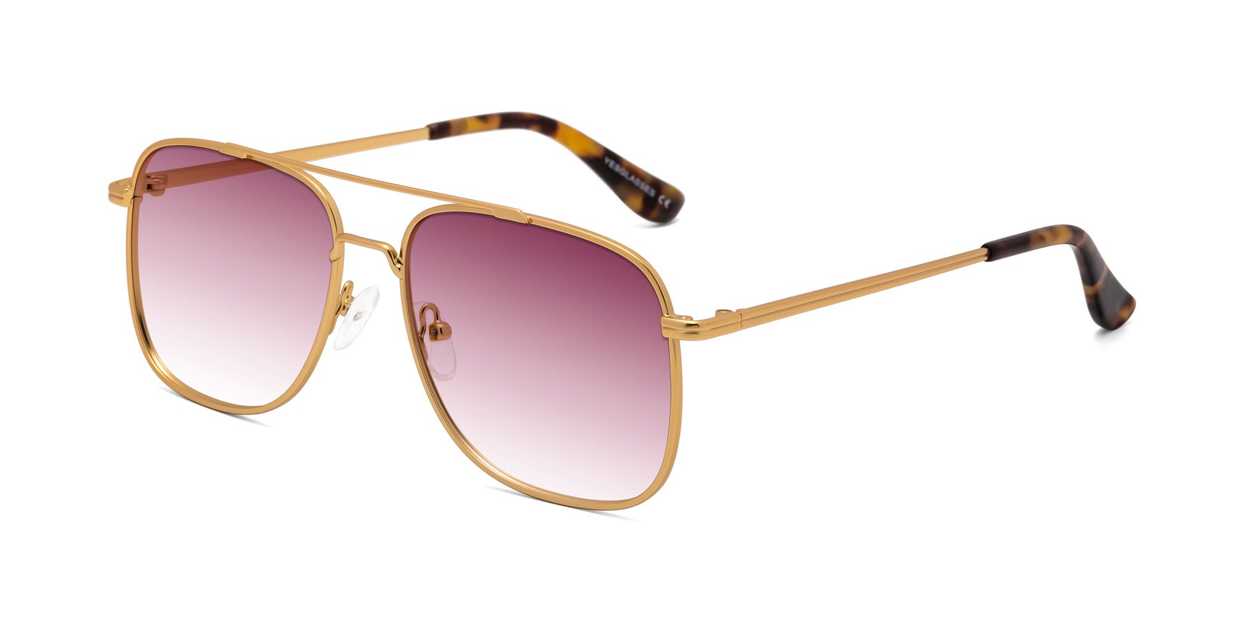 Angle of Merry in Matte Gold with Wine Gradient Lenses