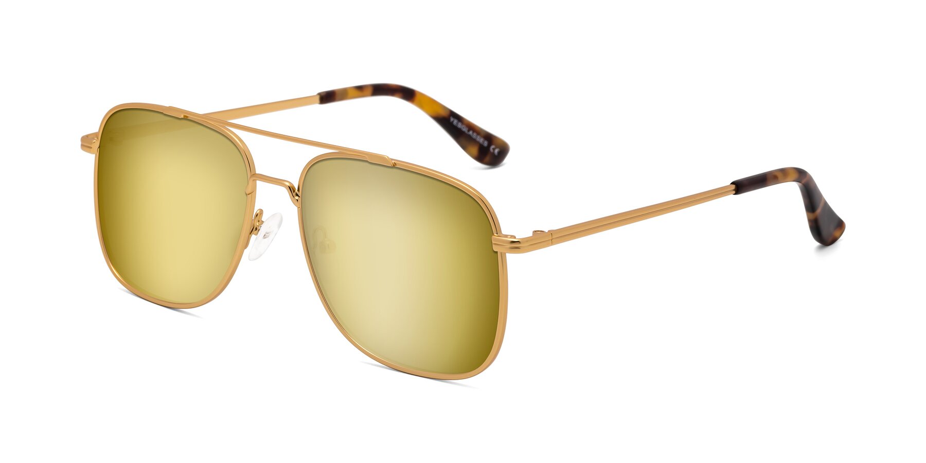 Angle of Merry in Matte Gold with Gold Mirrored Lenses