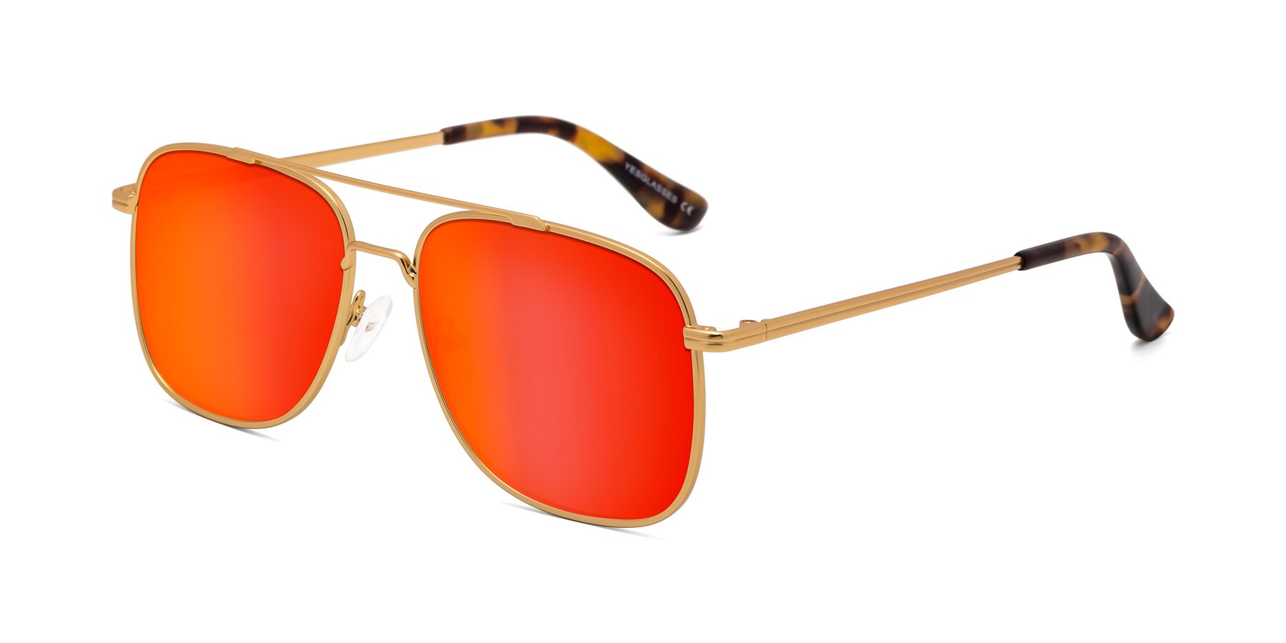 Angle of Merry in Matte Gold with Red Gold Mirrored Lenses