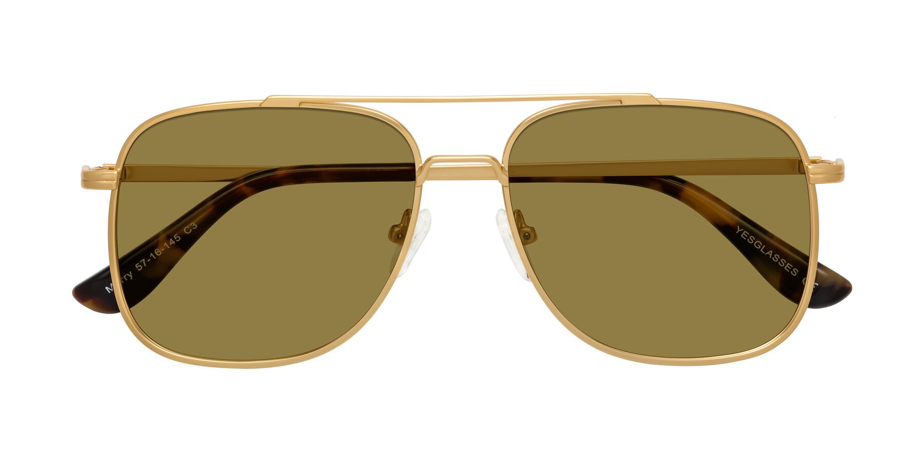 Folded Front of Merry in Matte Gold with Brown Polarized Lenses