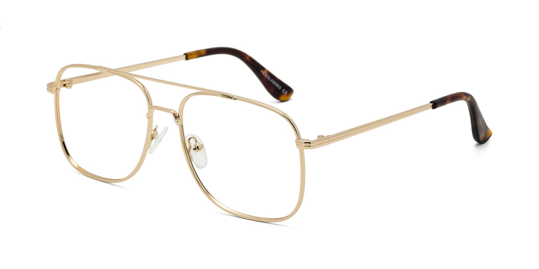 Angle of Merry in Gold with Clear Reading Eyeglass Lenses