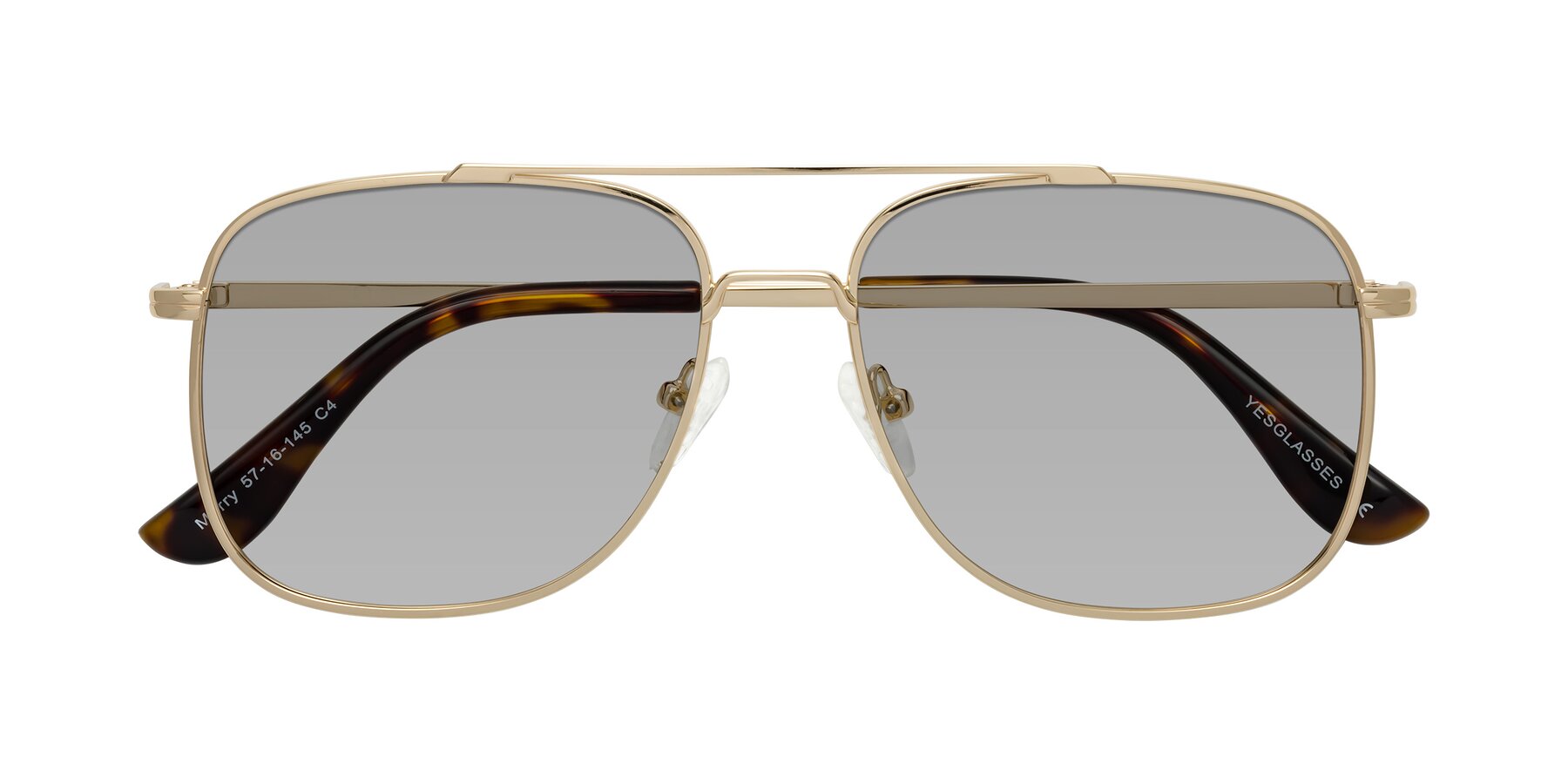 Folded Front of Merry in Gold with Light Gray Tinted Lenses