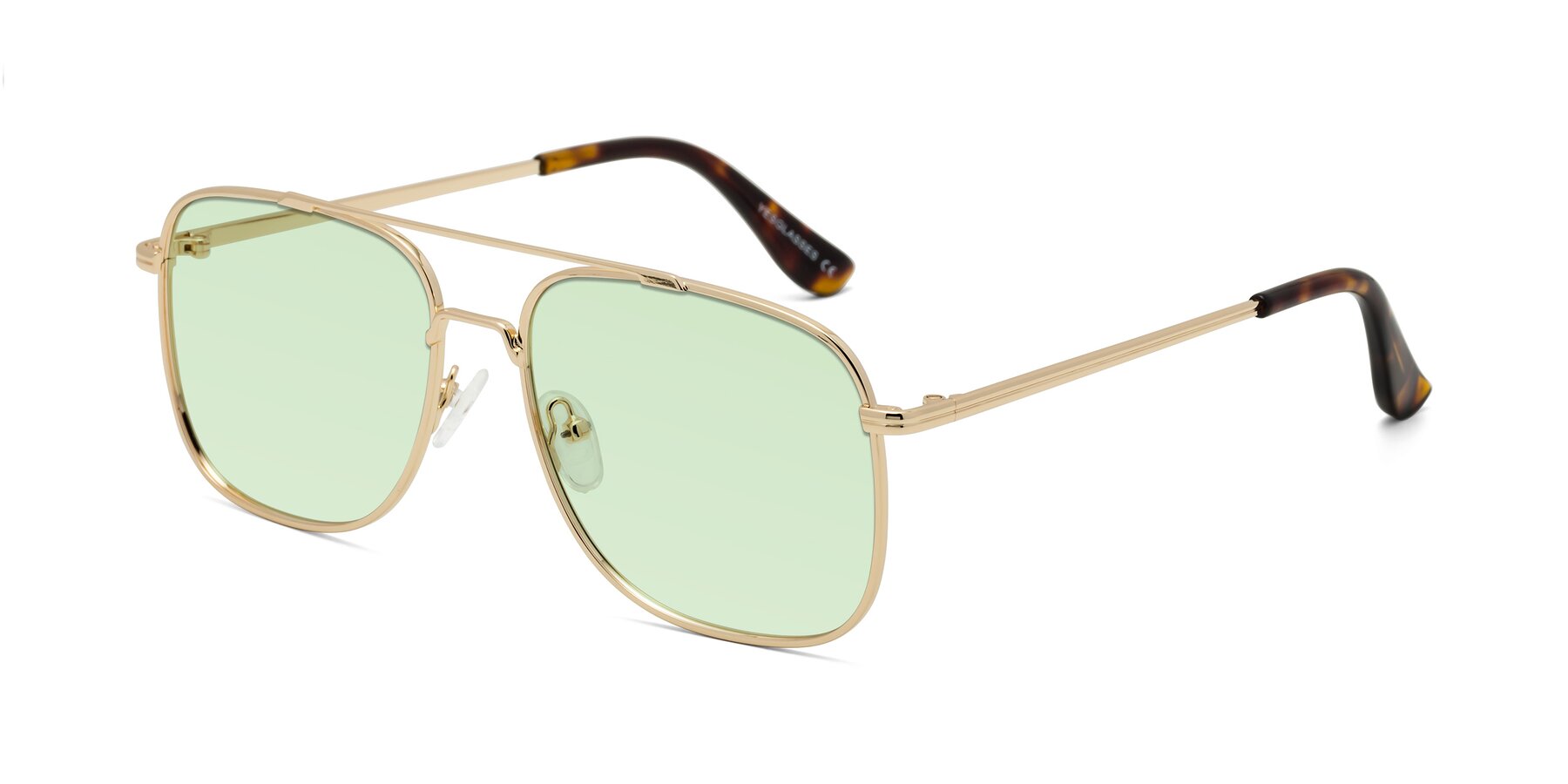 Angle of Merry in Gold with Light Green Tinted Lenses