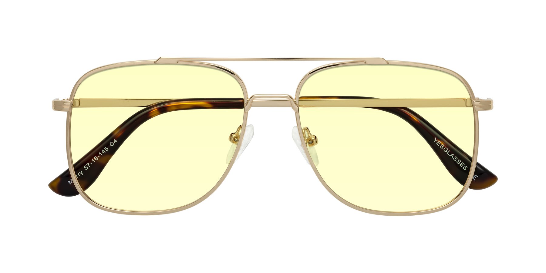 Folded Front of Merry in Gold with Light Yellow Tinted Lenses