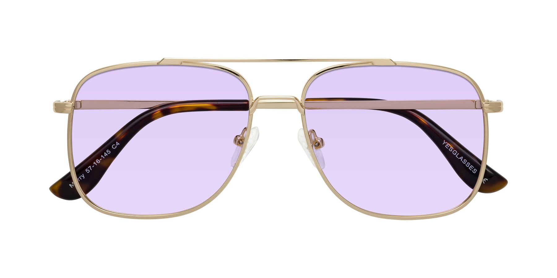 Folded Front of Merry in Gold with Light Purple Tinted Lenses