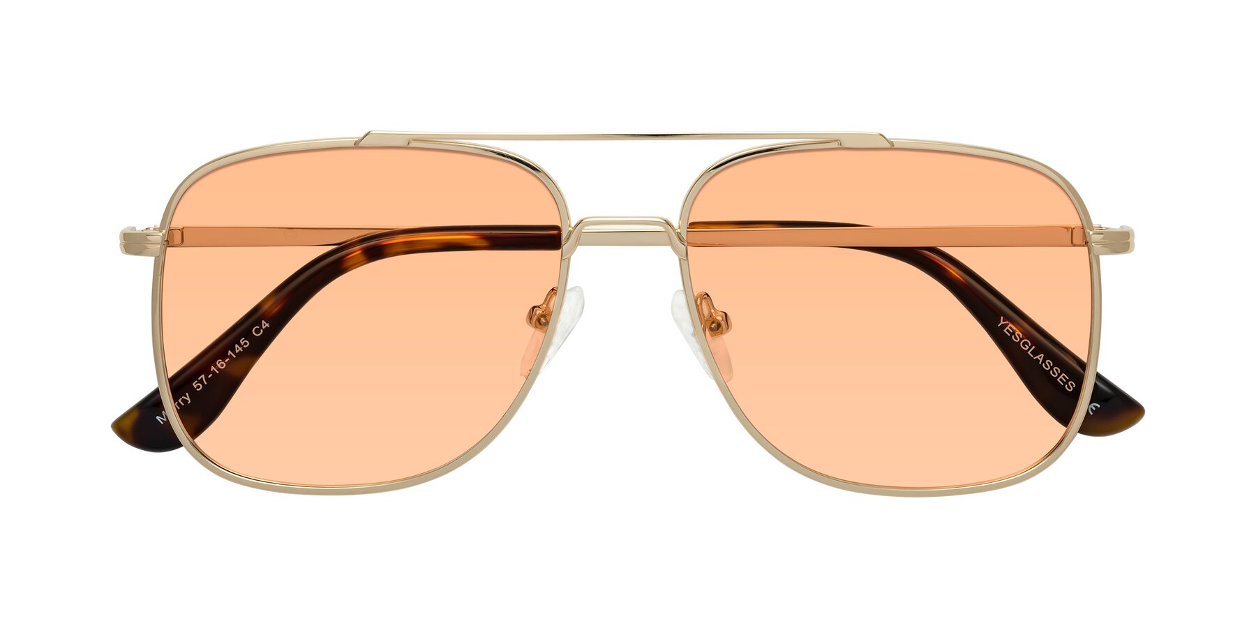 Folded Front of Merry in Gold with Light Orange Tinted Lenses