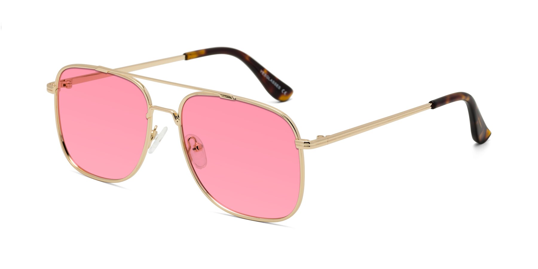 Angle of Merry in Gold with Pink Tinted Lenses