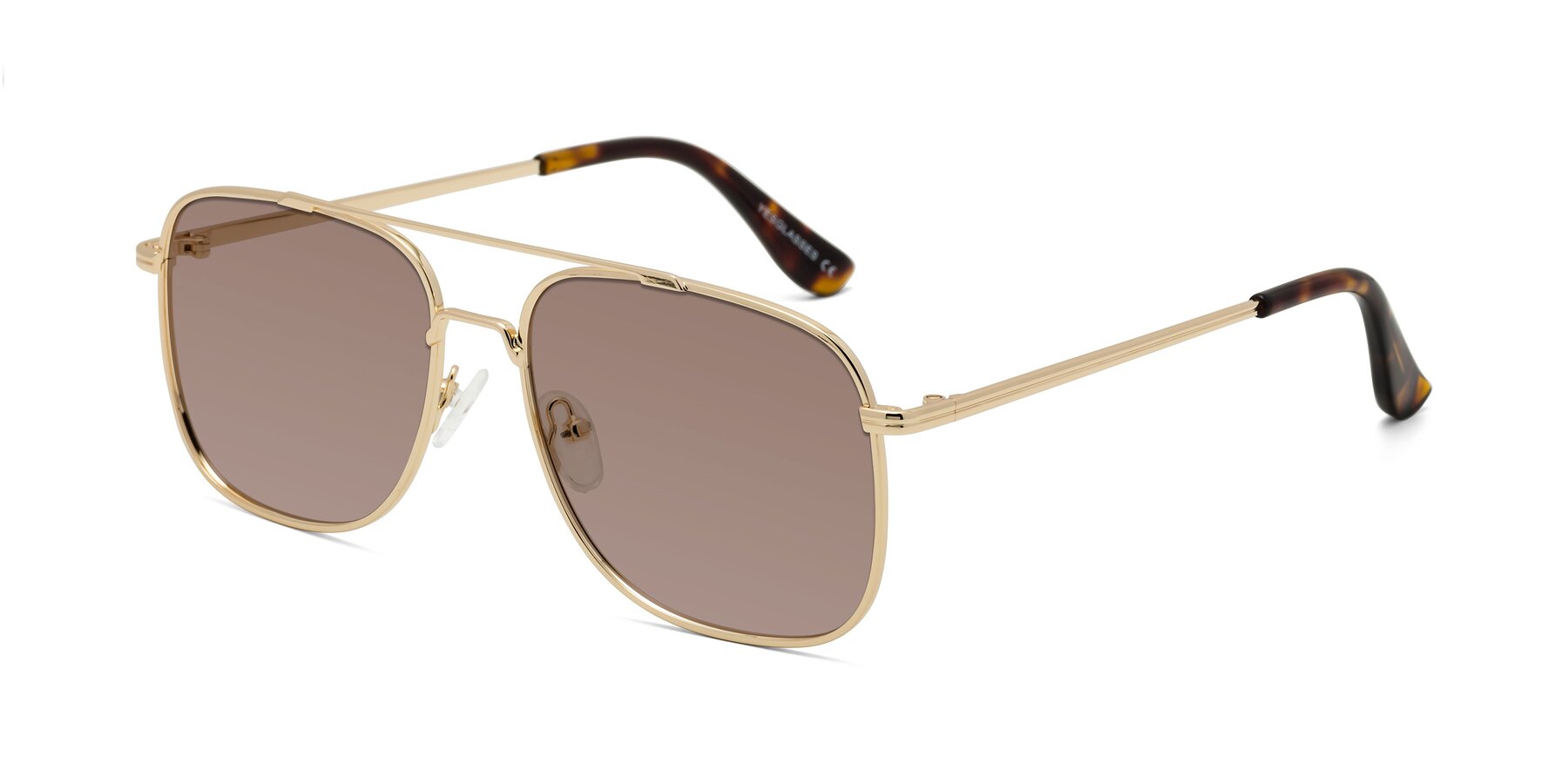 Angle of Merry in Gold with Medium Brown Tinted Lenses