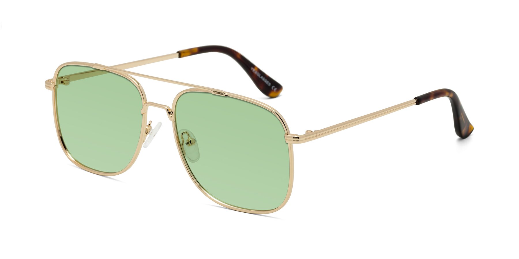 Angle of Merry in Gold with Medium Green Tinted Lenses