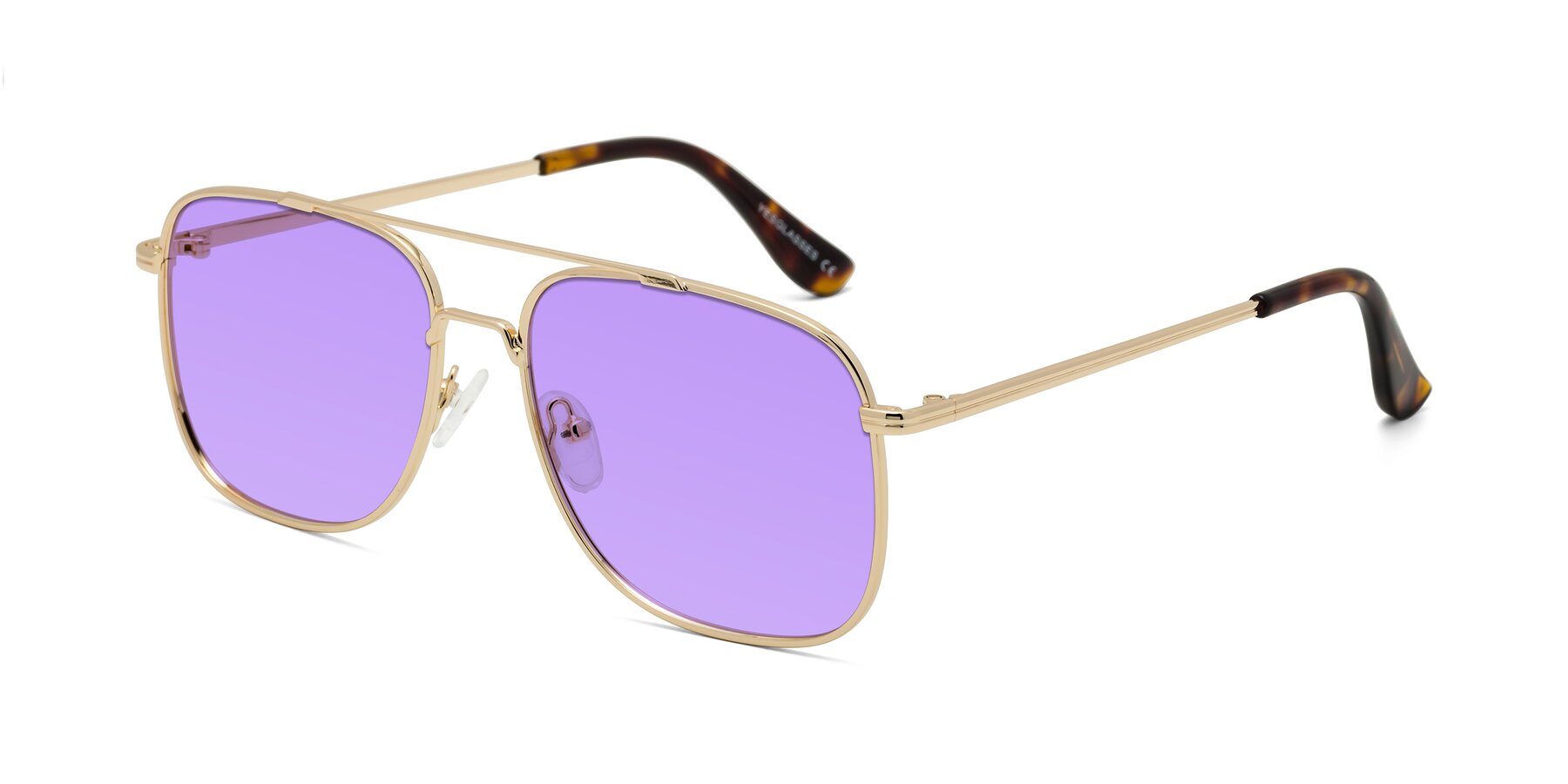 Angle of Merry in Gold with Medium Purple Tinted Lenses