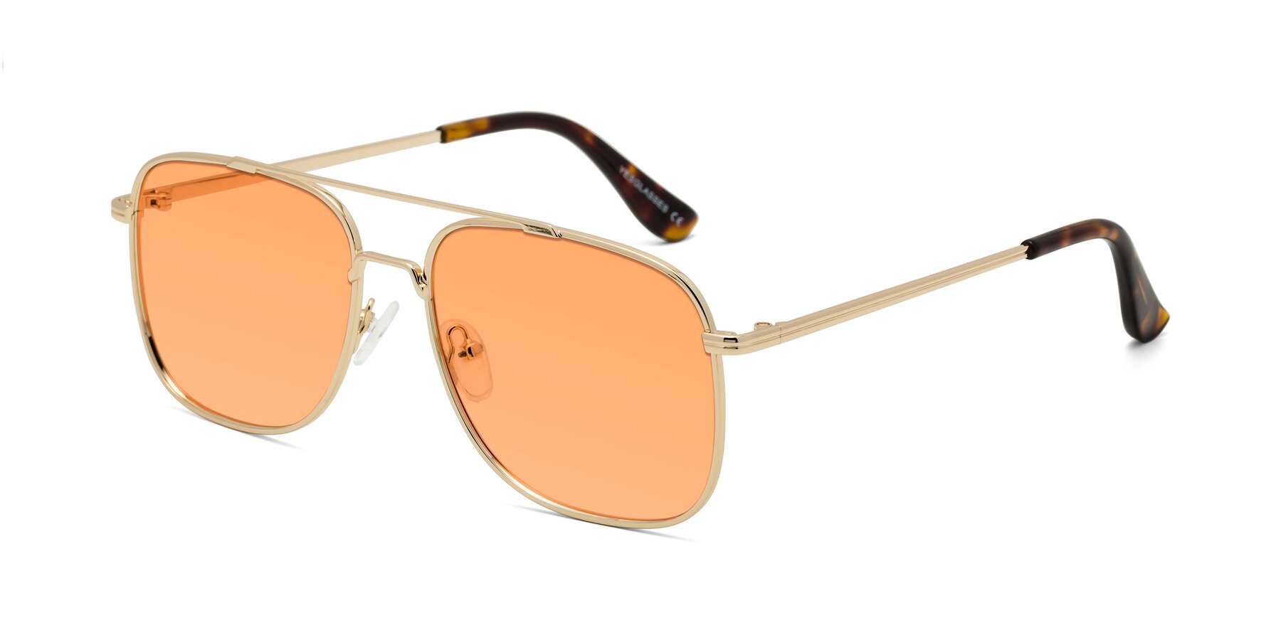 Angle of Merry in Gold with Medium Orange Tinted Lenses