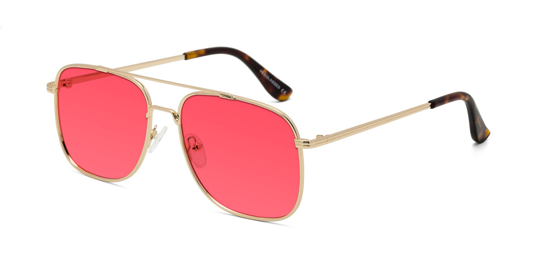 Angle of Merry in Gold with Red Tinted Lenses