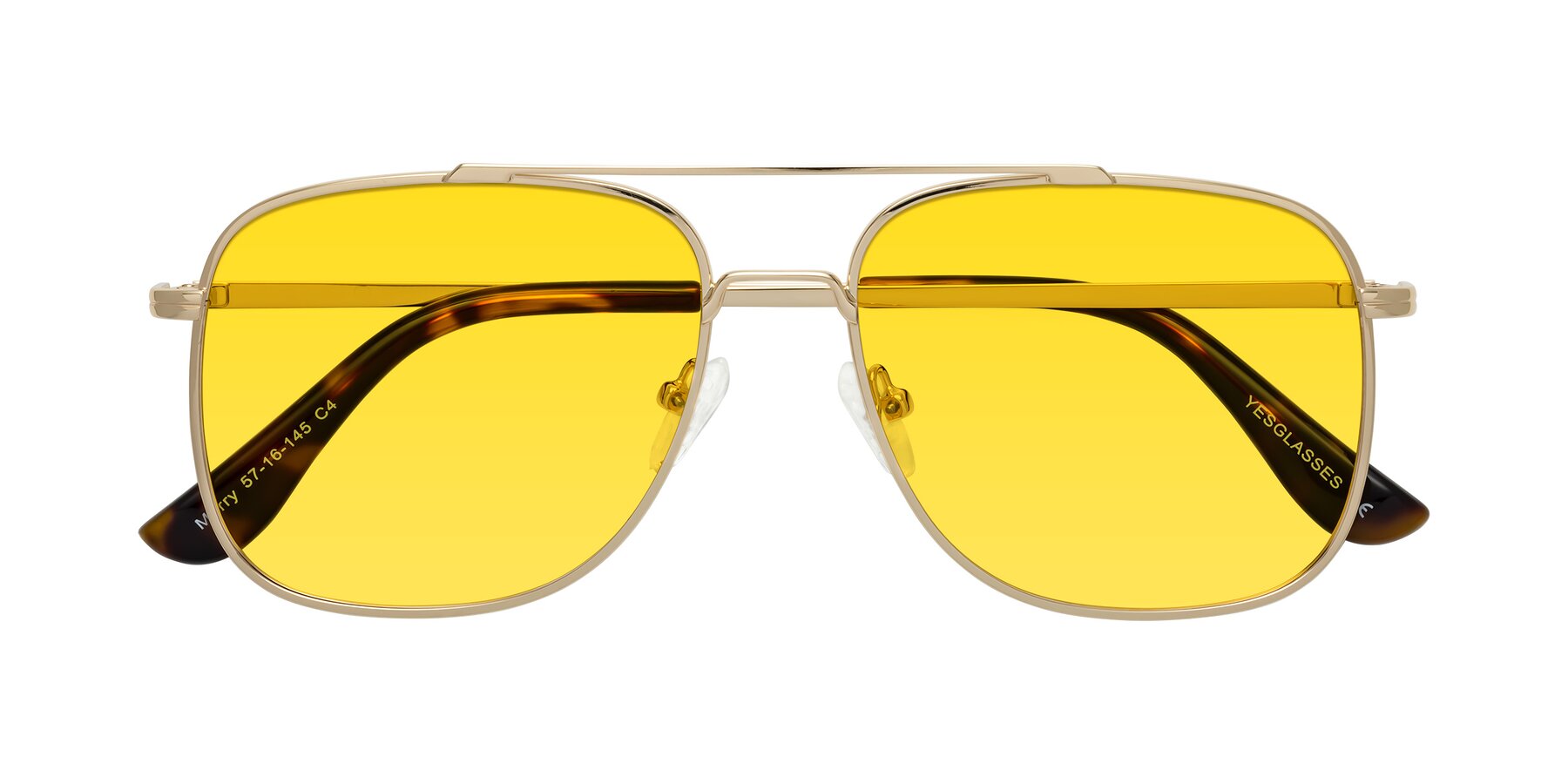 Folded Front of Merry in Gold with Yellow Tinted Lenses