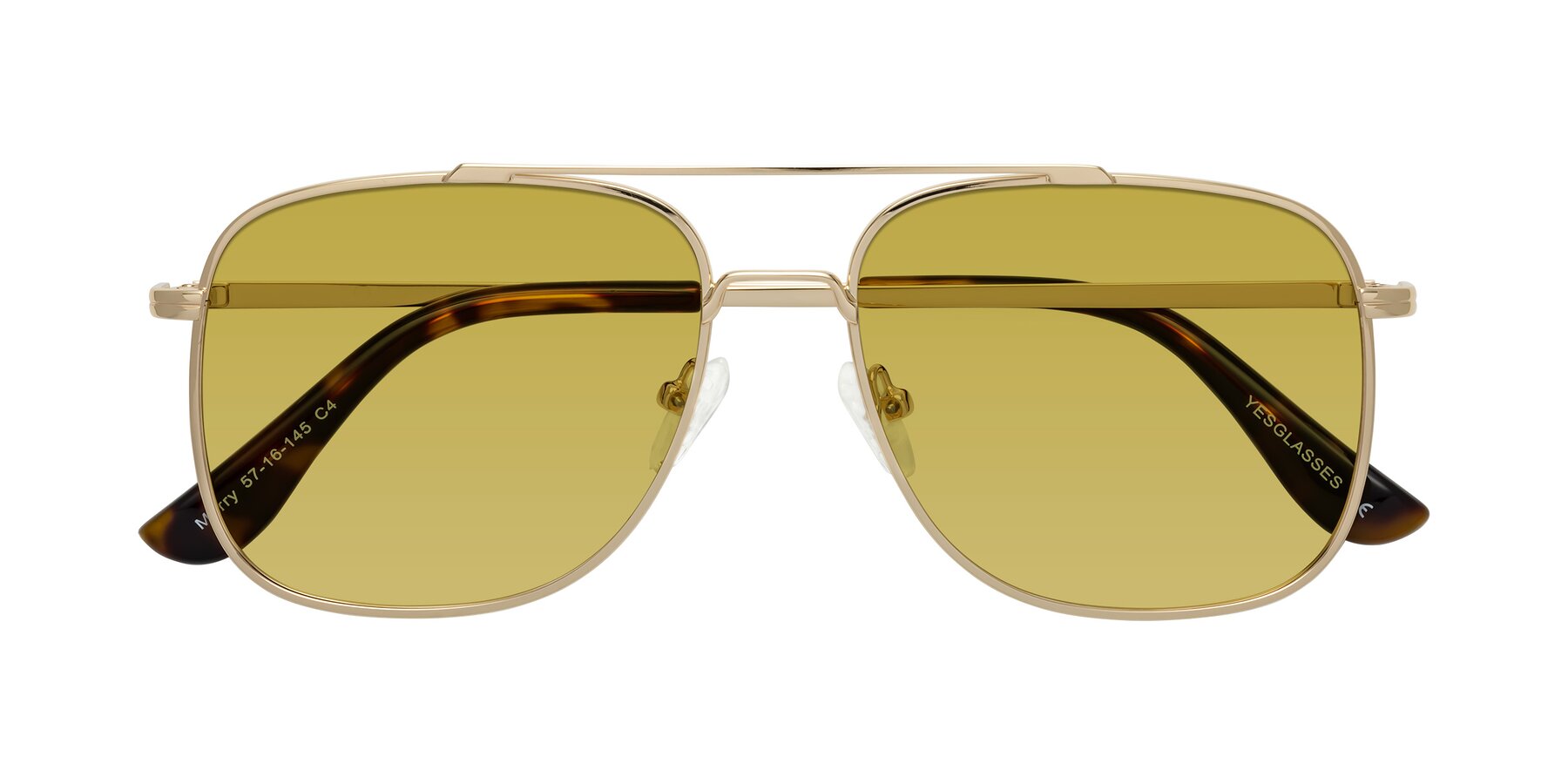 Folded Front of Merry in Gold with Champagne Tinted Lenses