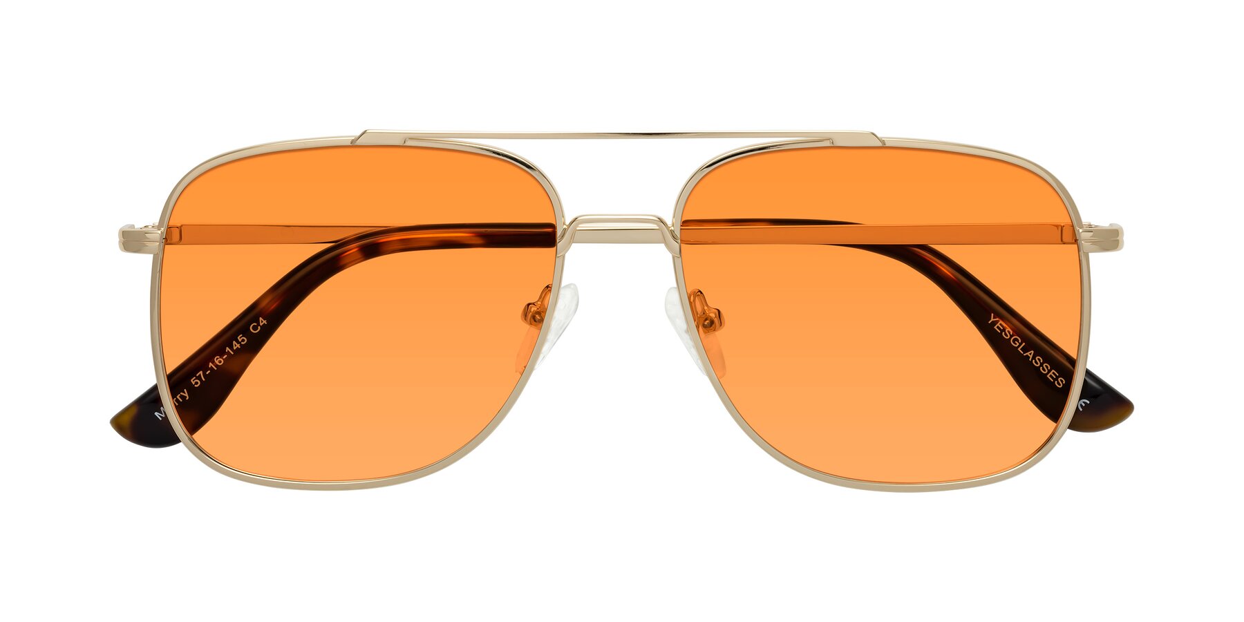 Folded Front of Merry in Gold with Orange Tinted Lenses