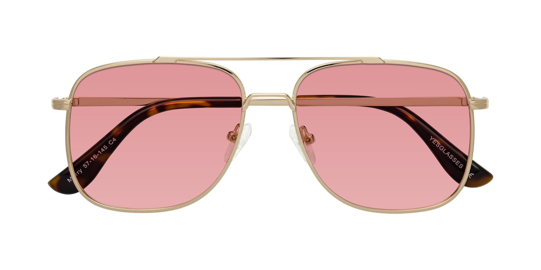 Folded Front of Merry in Gold with Medium Garnet Tinted Lenses