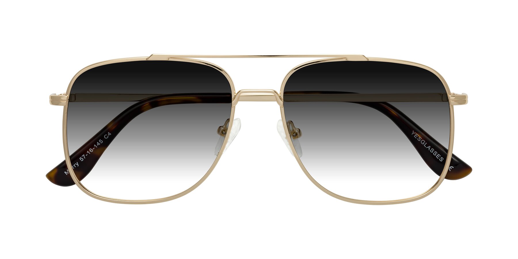 Folded Front of Merry in Gold with Gray Gradient Lenses