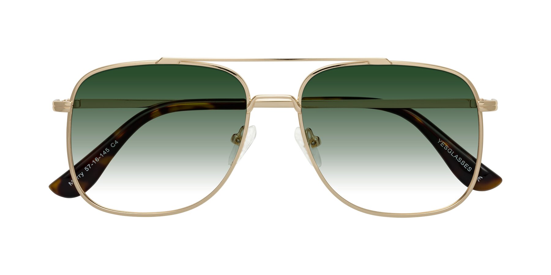 Folded Front of Merry in Gold with Green Gradient Lenses