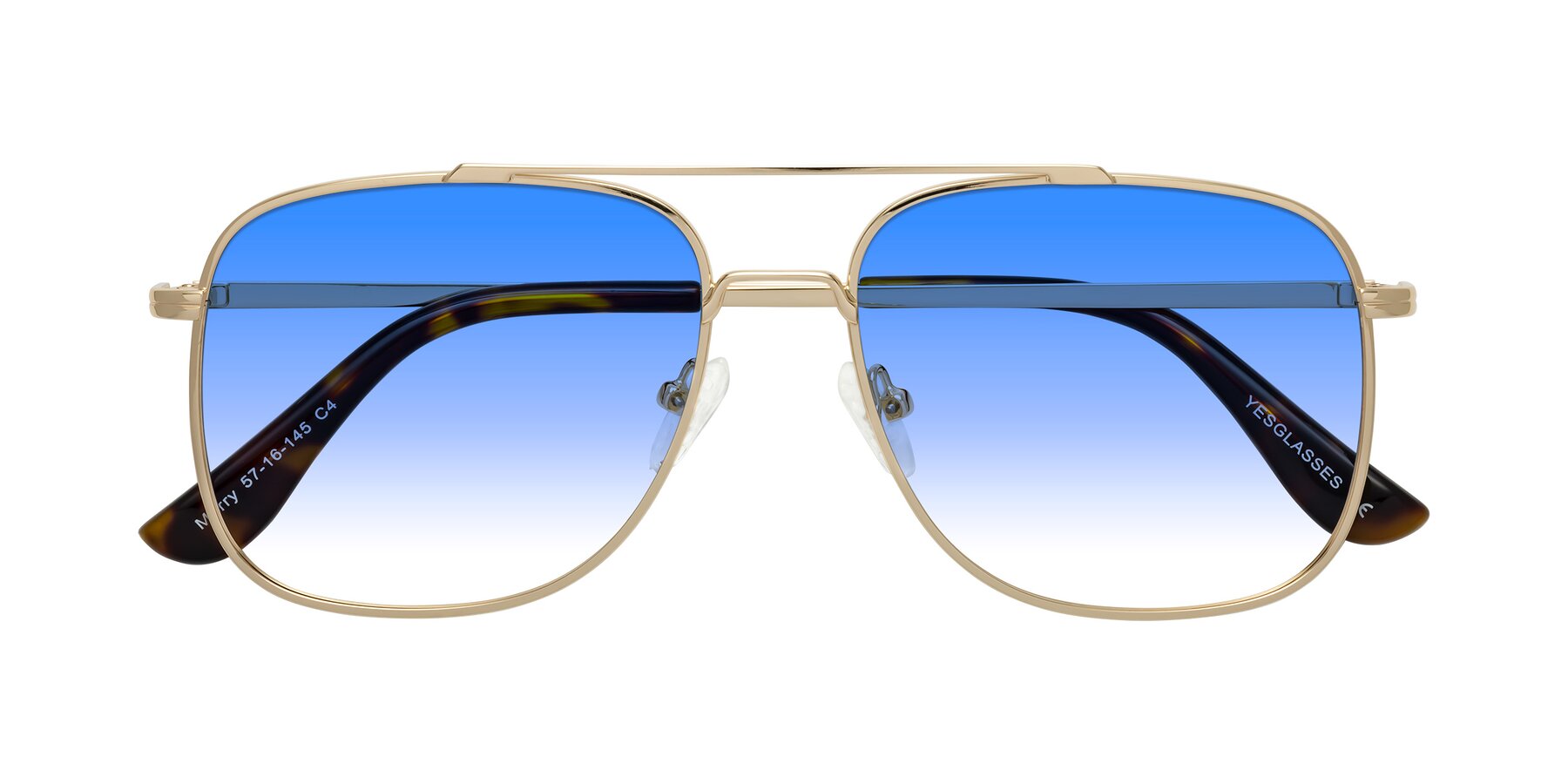 Folded Front of Merry in Gold with Blue Gradient Lenses