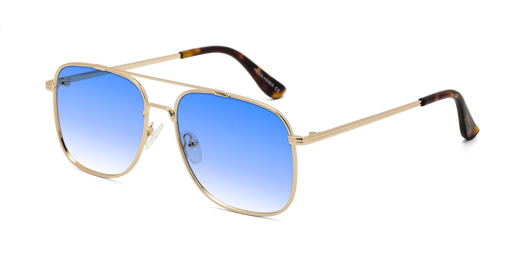 Angle of Merry in Gold with Blue Gradient Lenses