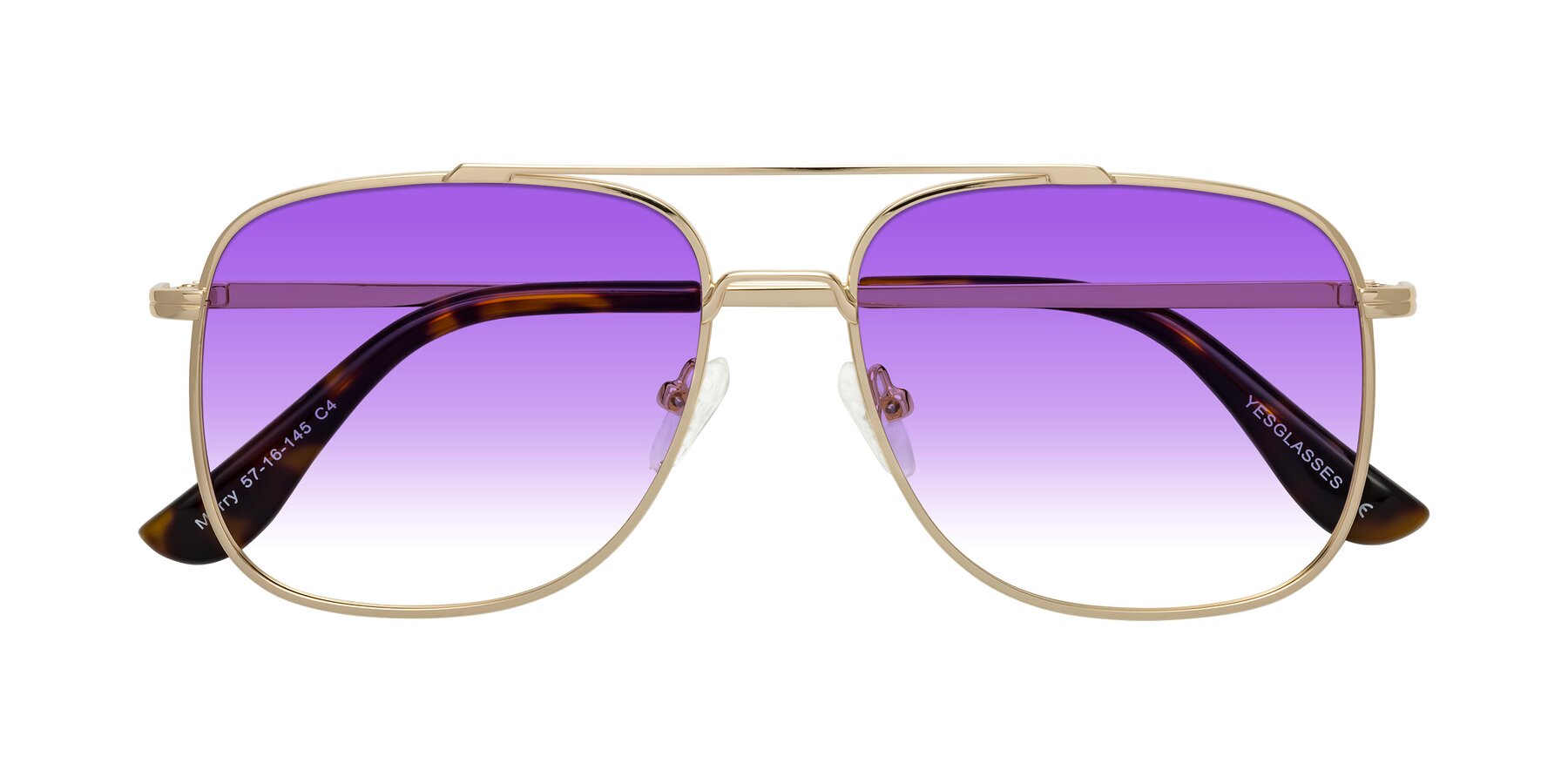 Folded Front of Merry in Gold with Purple Gradient Lenses