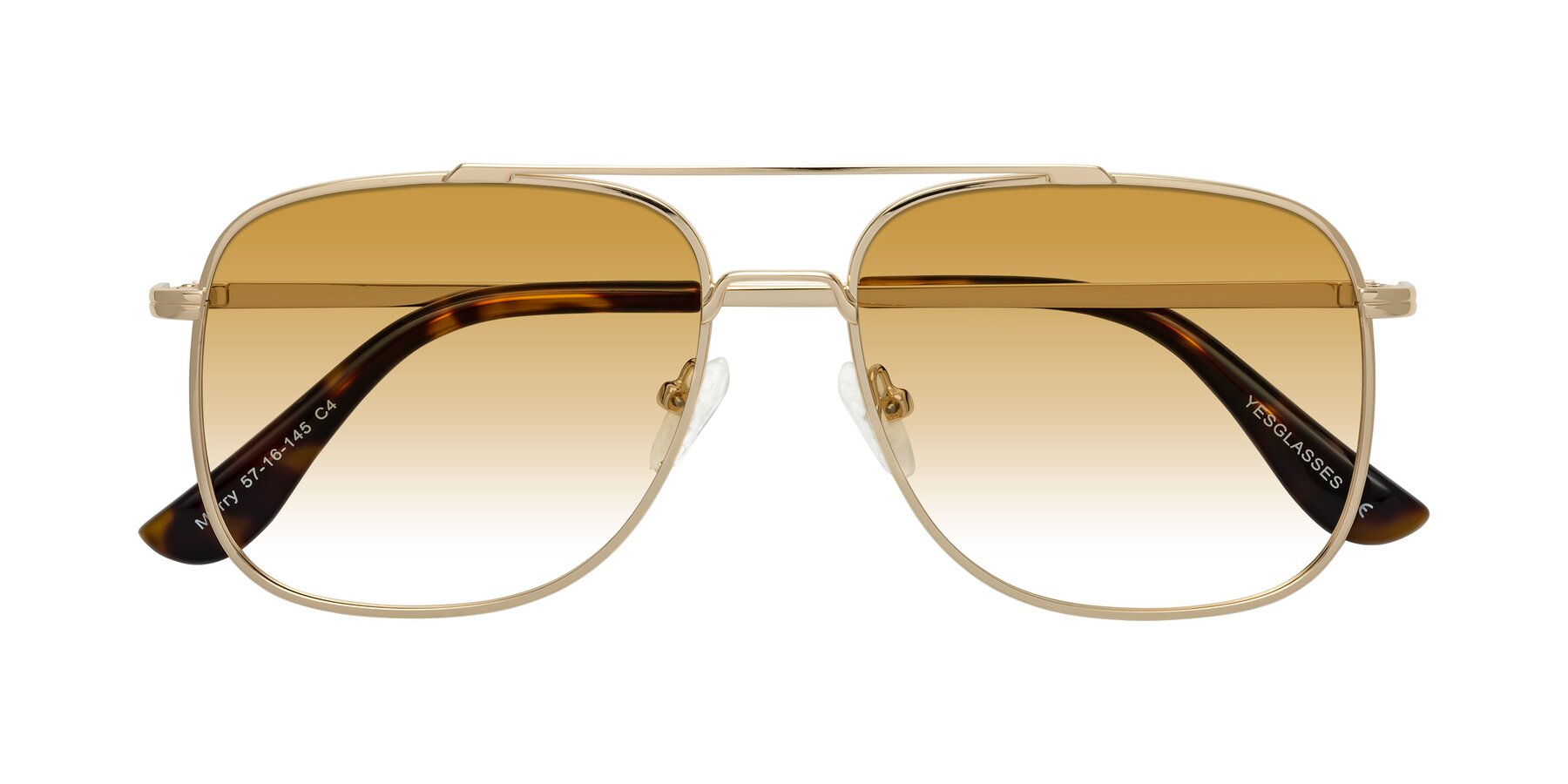 Folded Front of Merry in Gold with Champagne Gradient Lenses