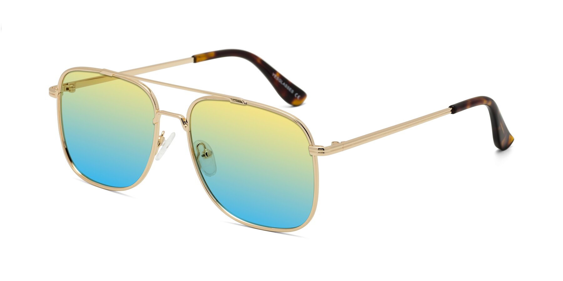 Angle of Merry in Gold with Yellow / Blue Gradient Lenses