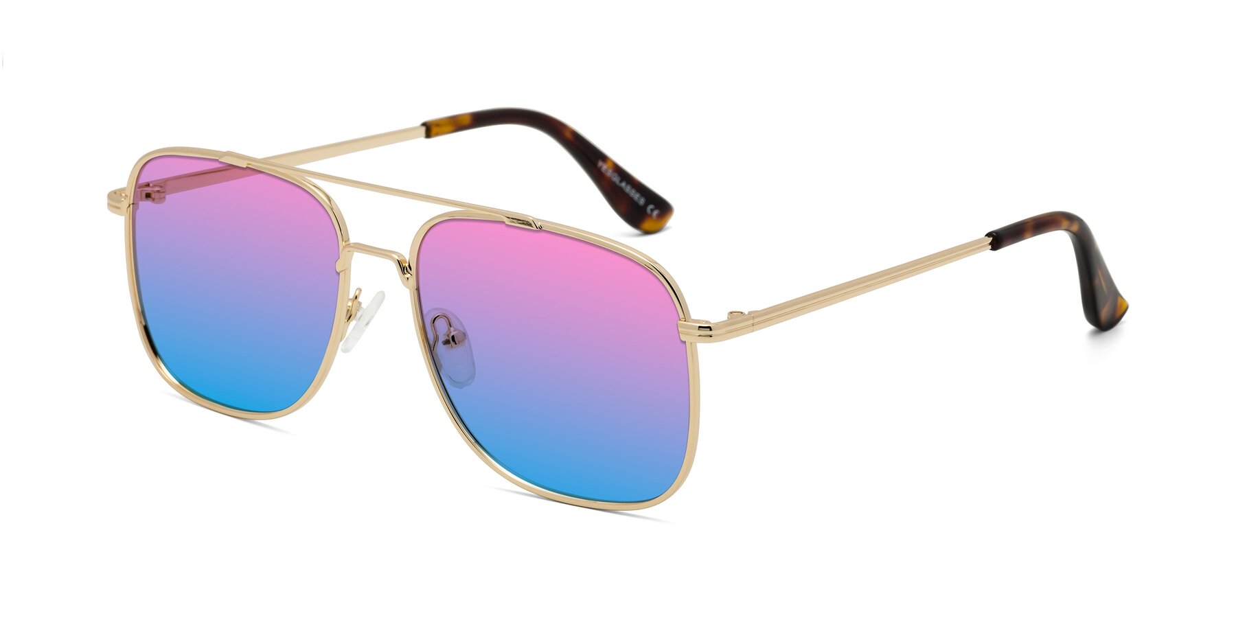 Angle of Merry in Gold with Pink / Blue Gradient Lenses