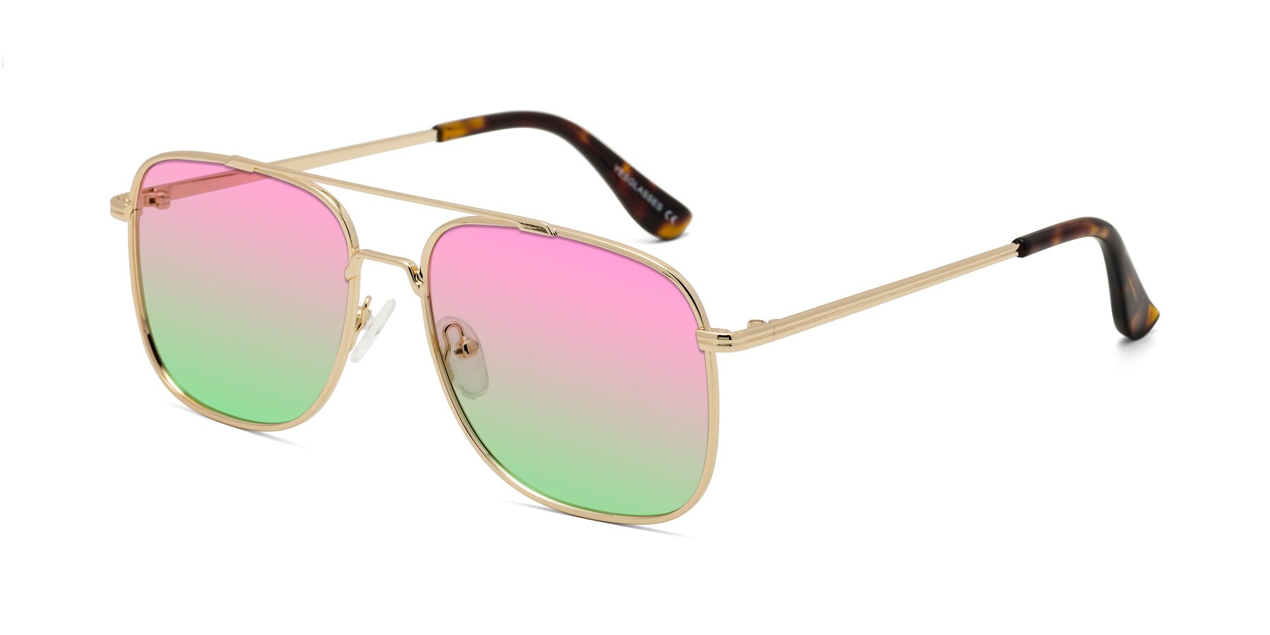 Angle of Merry in Gold with Pink / Green Gradient Lenses