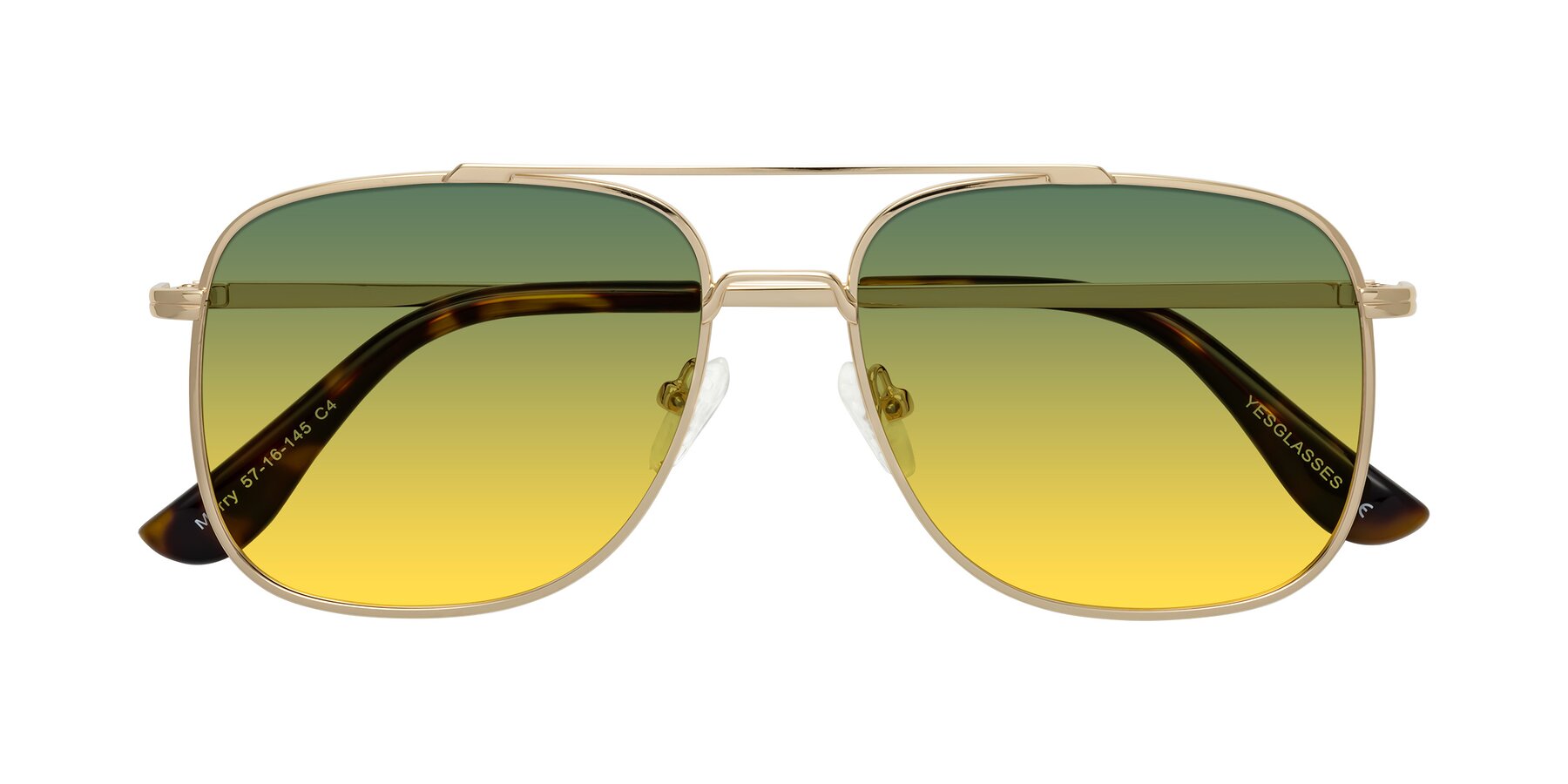 Folded Front of Merry in Gold with Green / Yellow Gradient Lenses