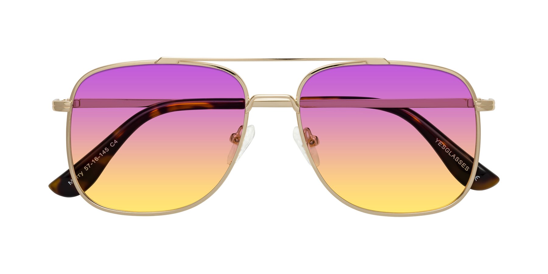 Folded Front of Merry in Gold with Purple / Yellow Gradient Lenses