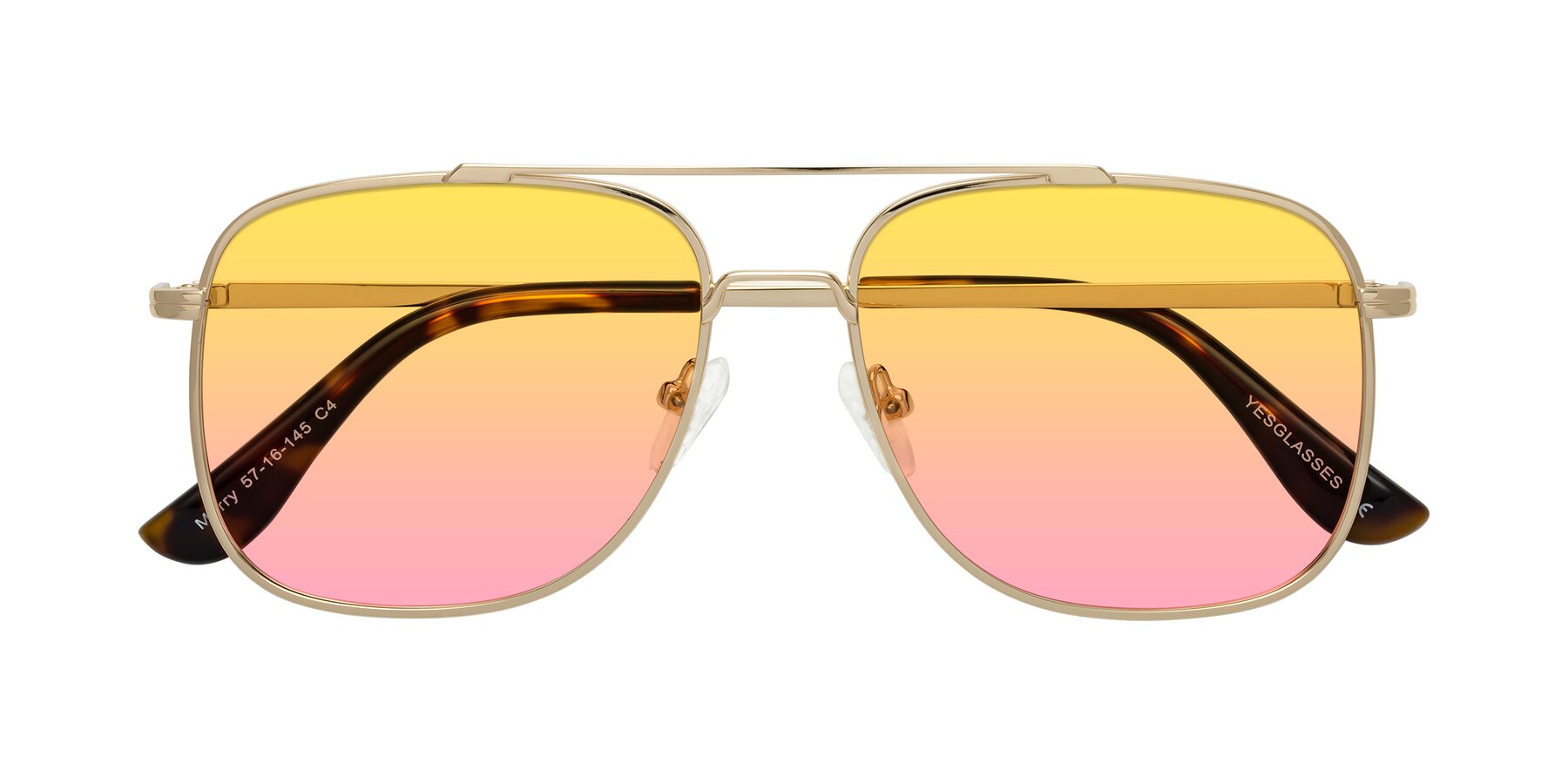 Folded Front of Merry in Gold with Yellow / Pink Gradient Lenses