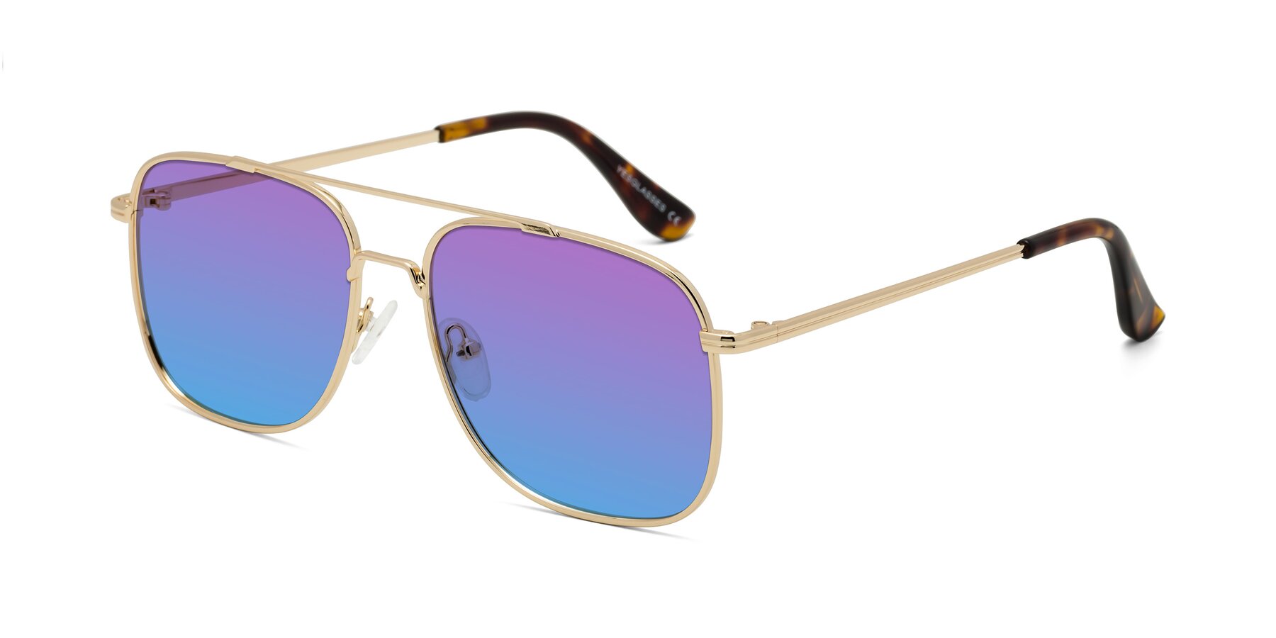 Angle of Merry in Gold with Purple / Blue Gradient Lenses