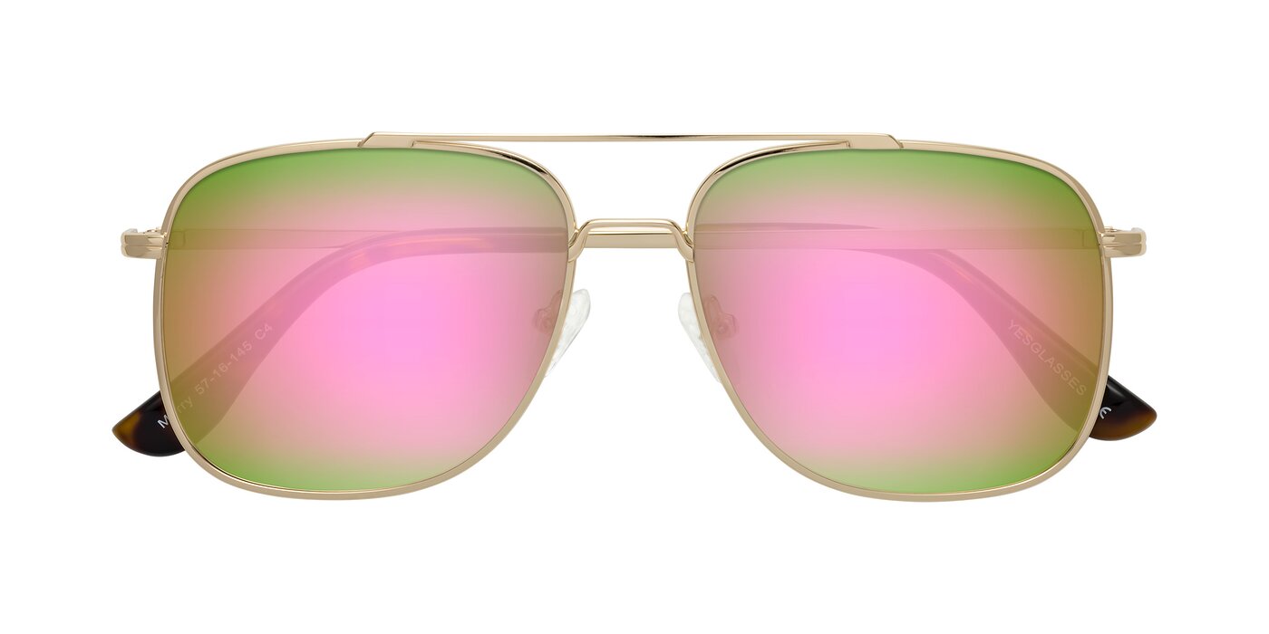 Merry - Gold Flash Mirrored Sunglasses