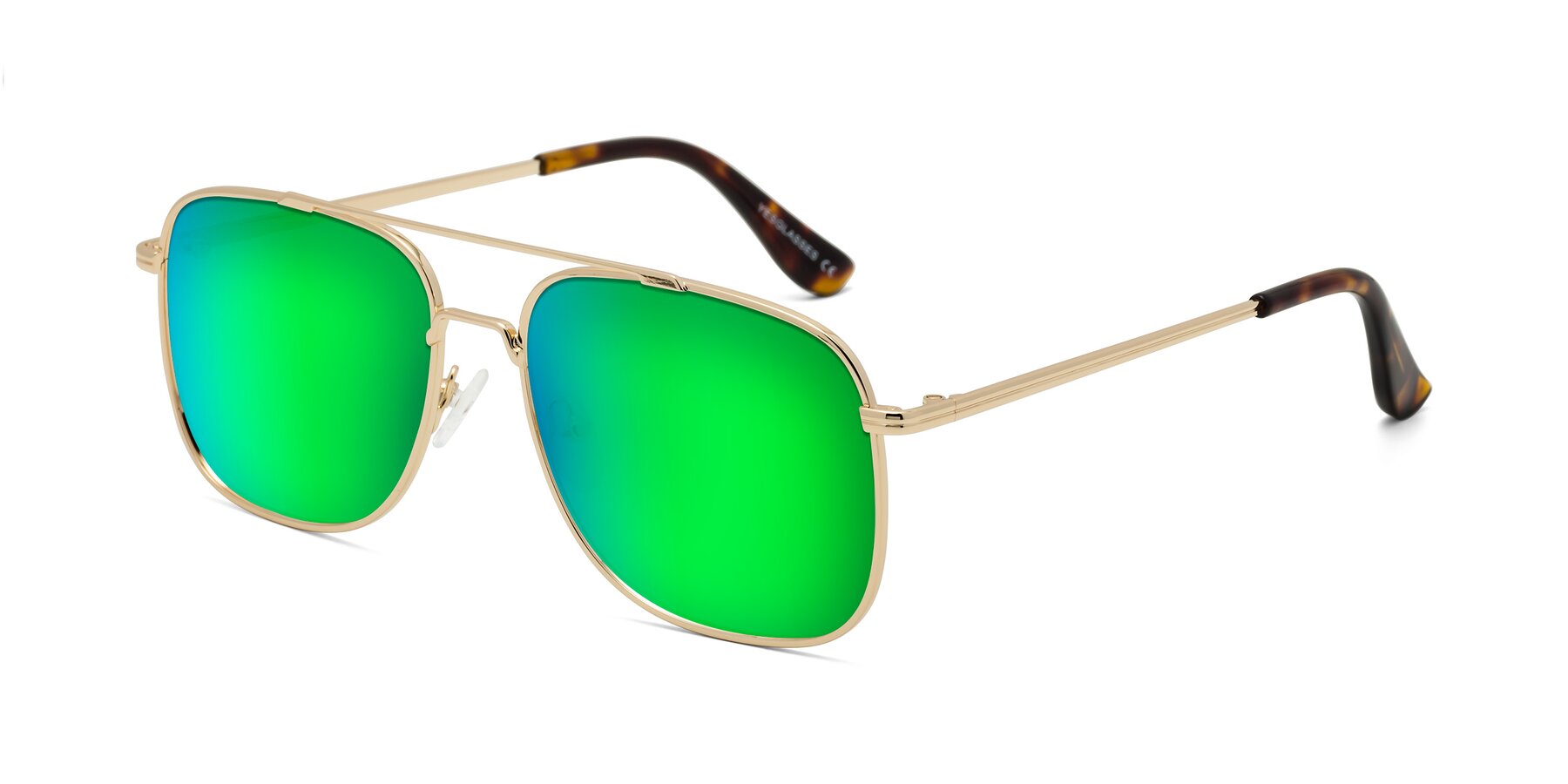 Angle of Merry in Gold with Green Mirrored Lenses