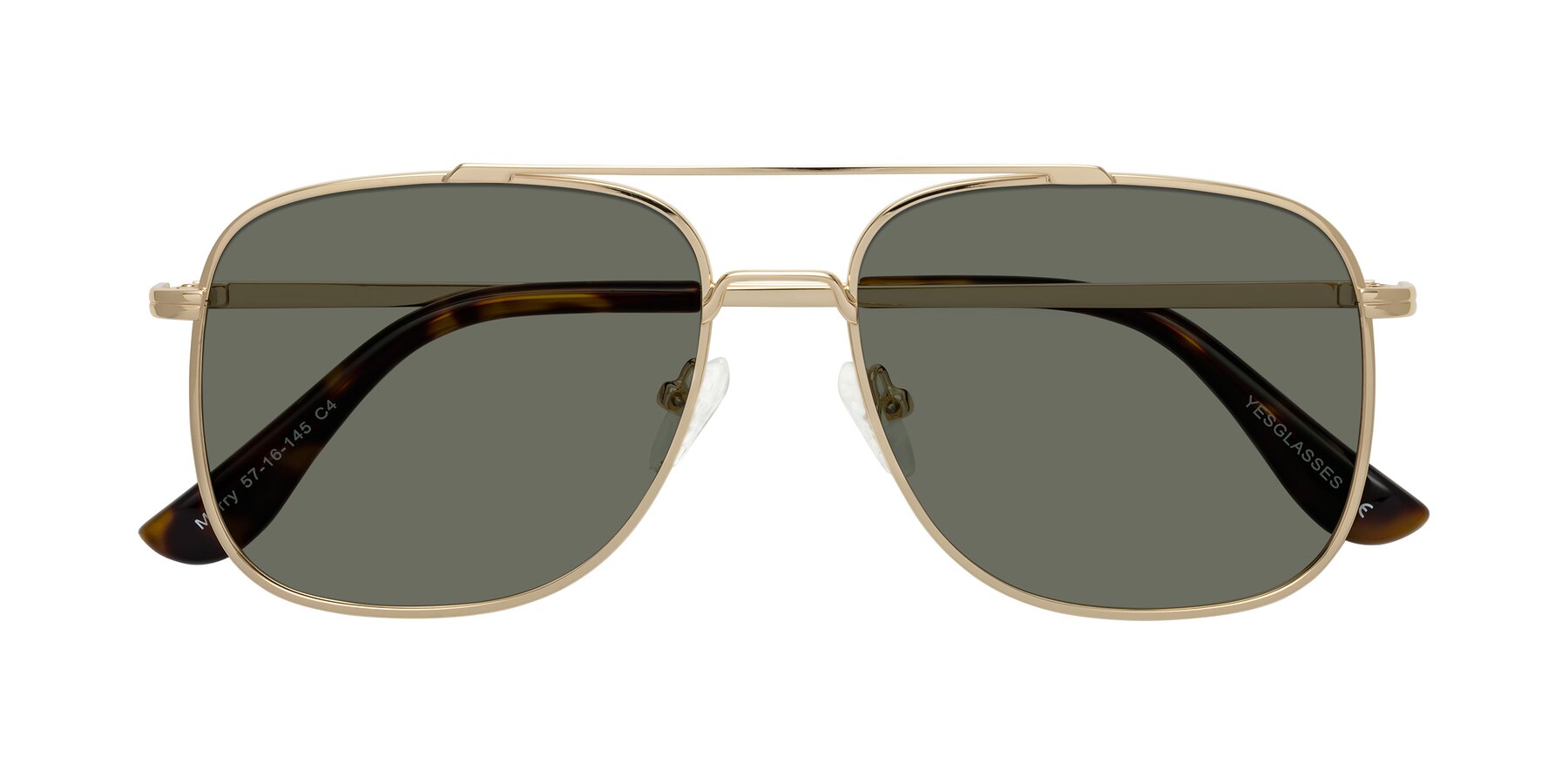 Folded Front of Merry in Gold with Gray Polarized Lenses