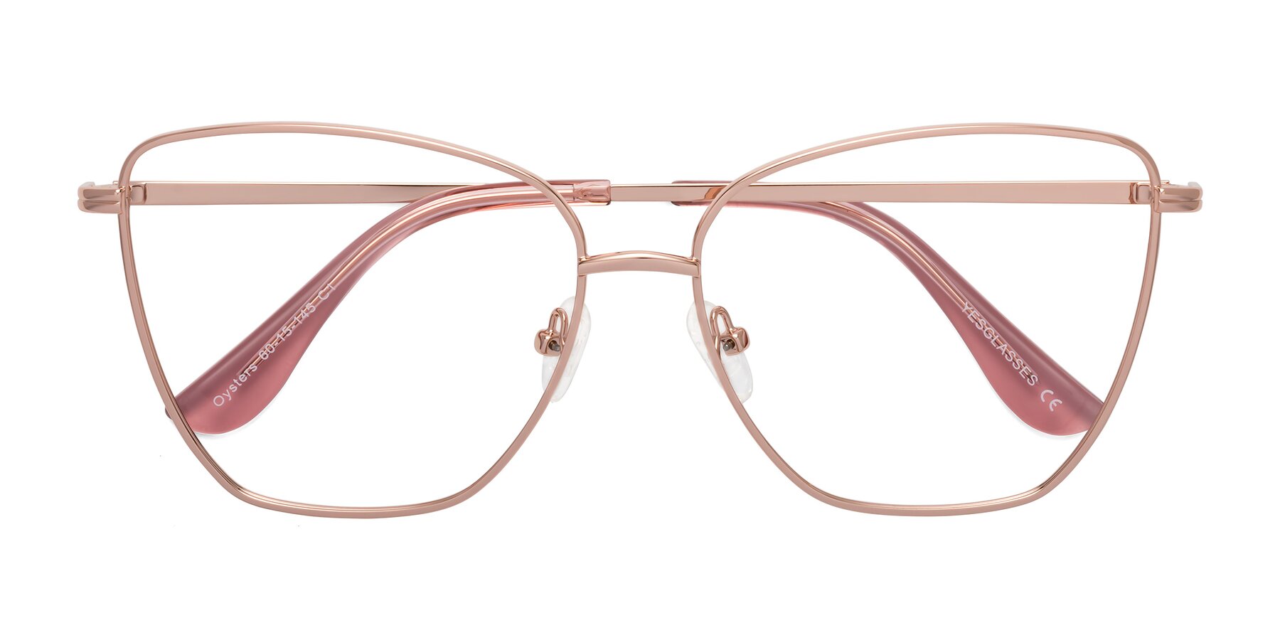 Folded Front of Oysters in Rose Gold with Clear Blue Light Blocking Lenses