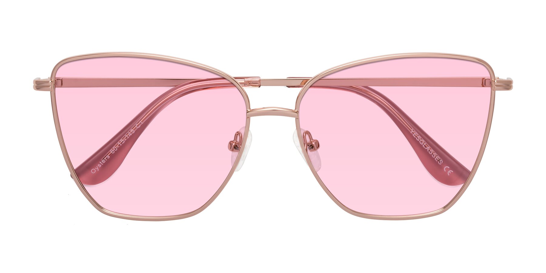 Folded Front of Oysters in Rose Gold with Light Pink Tinted Lenses