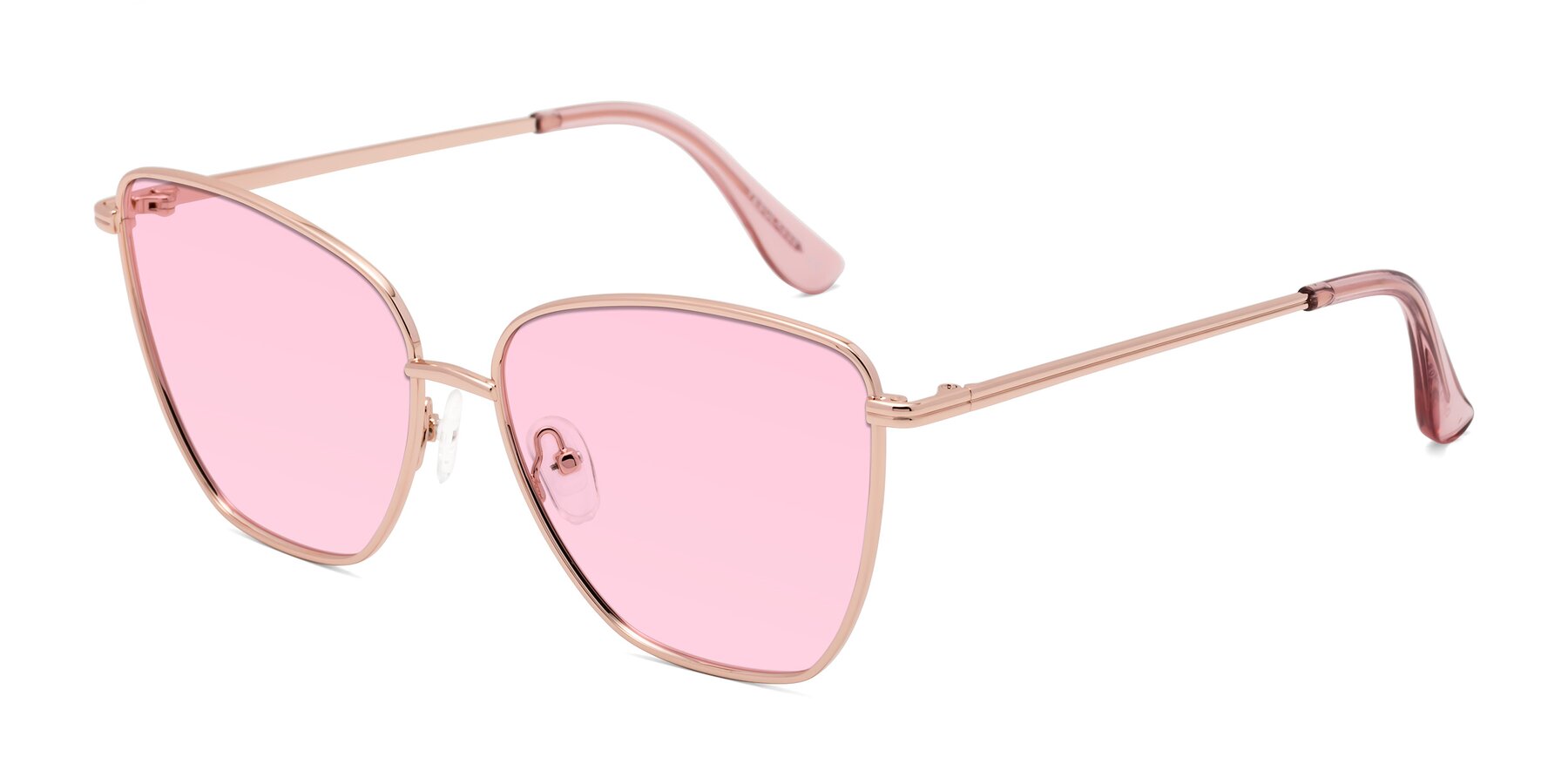 Angle of Oysters in Rose Gold with Light Pink Tinted Lenses