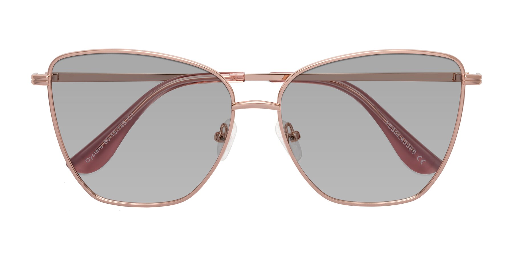 Folded Front of Oysters in Rose Gold with Light Gray Tinted Lenses