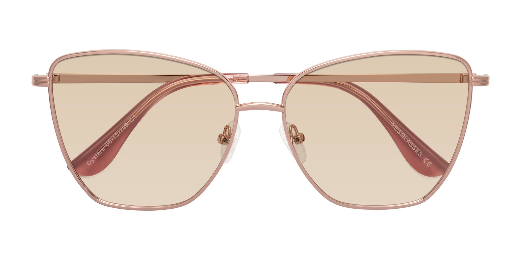 Folded Front of Oysters in Rose Gold with Light Brown Tinted Lenses